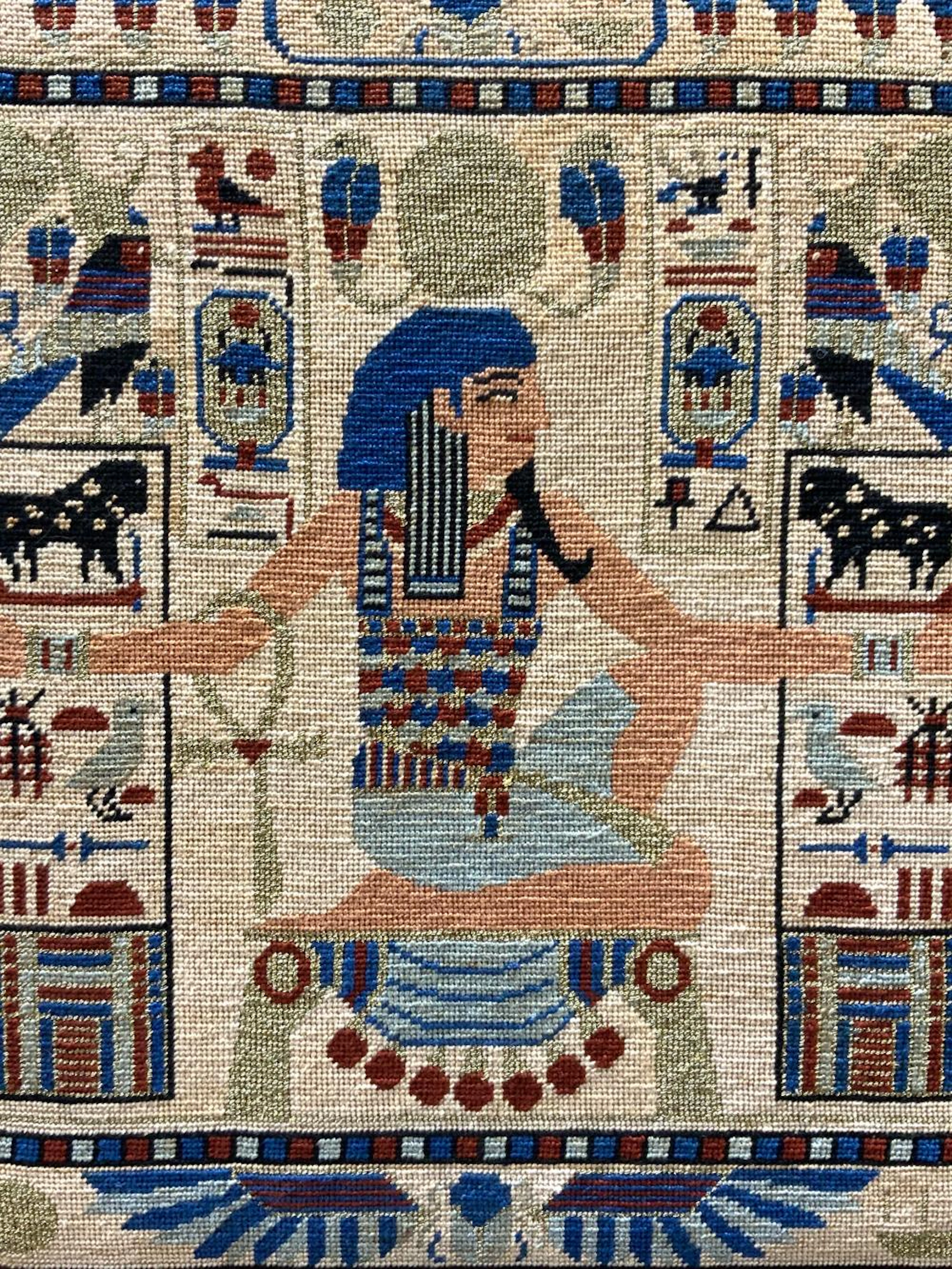 Framed Needlepoint Egyptian God