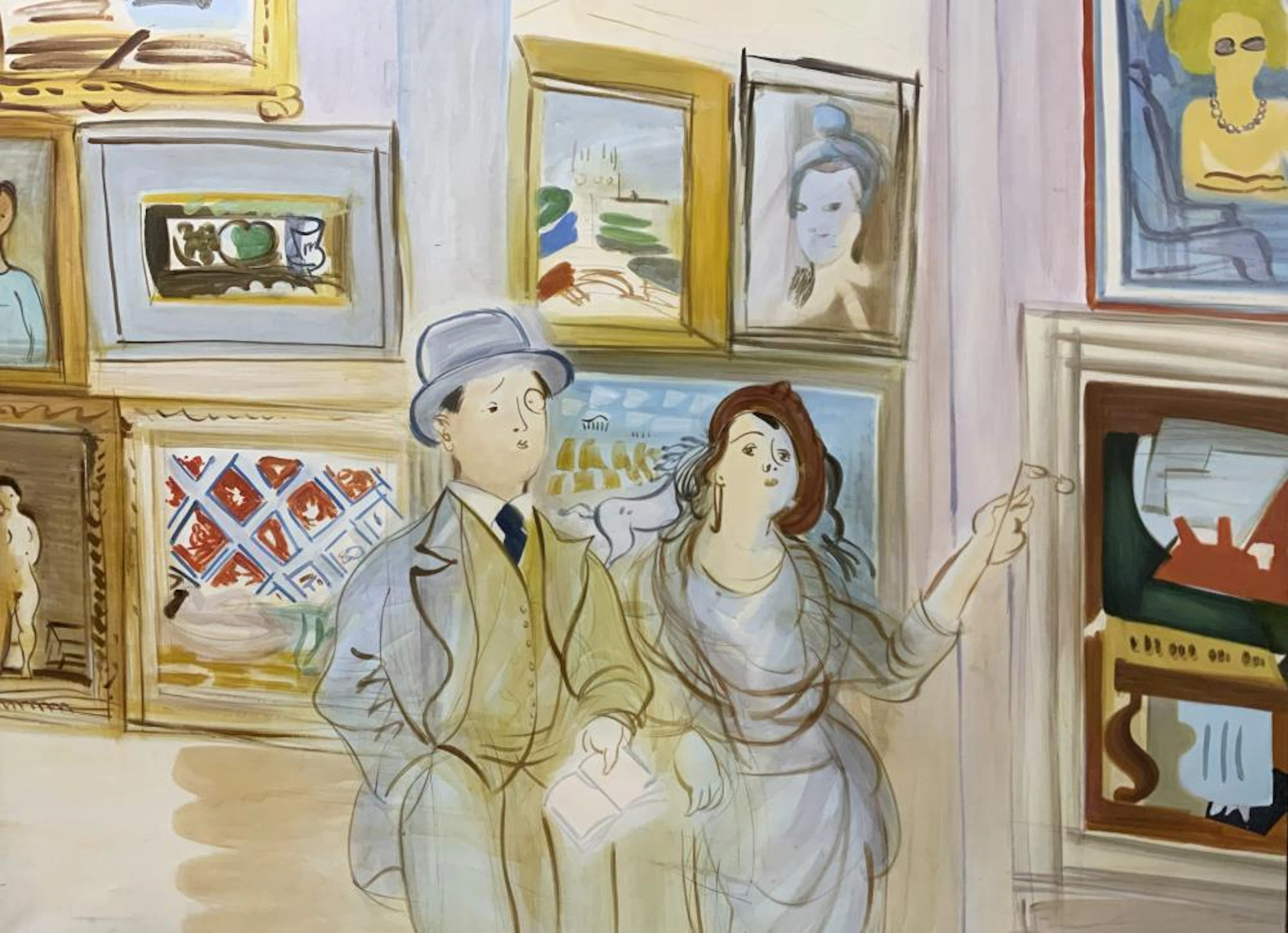 XL Style of RAOUL DUFY Fauvist Figural Painting