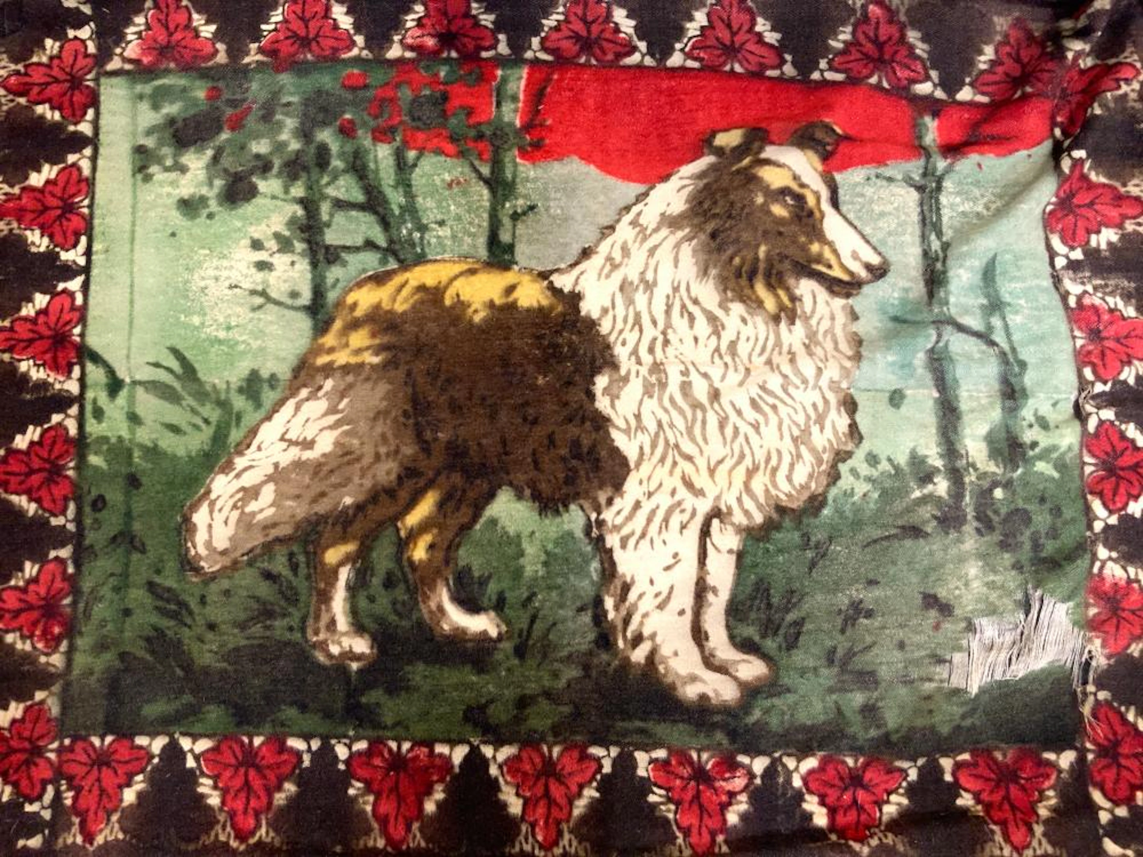 Antique Wool Blanket w Sheep Dog