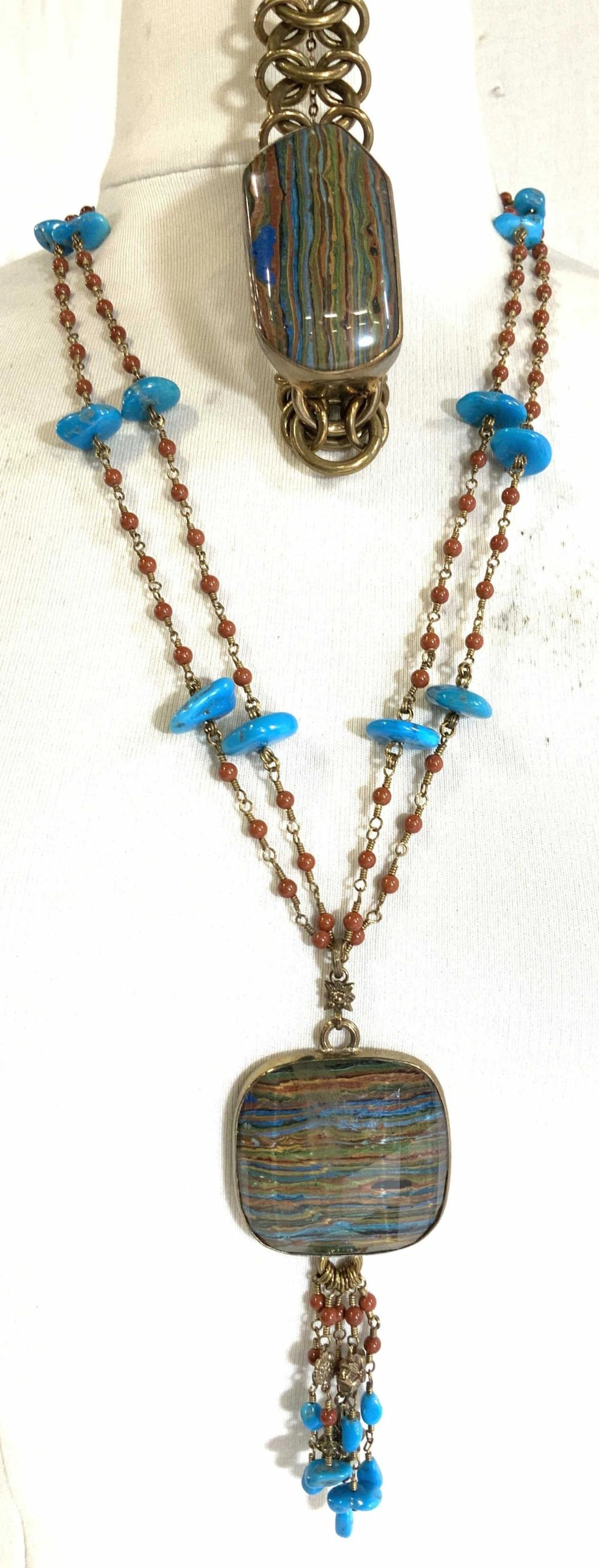 Stephen Dweck Rainbow Calsilica Jewelry Set, 2
