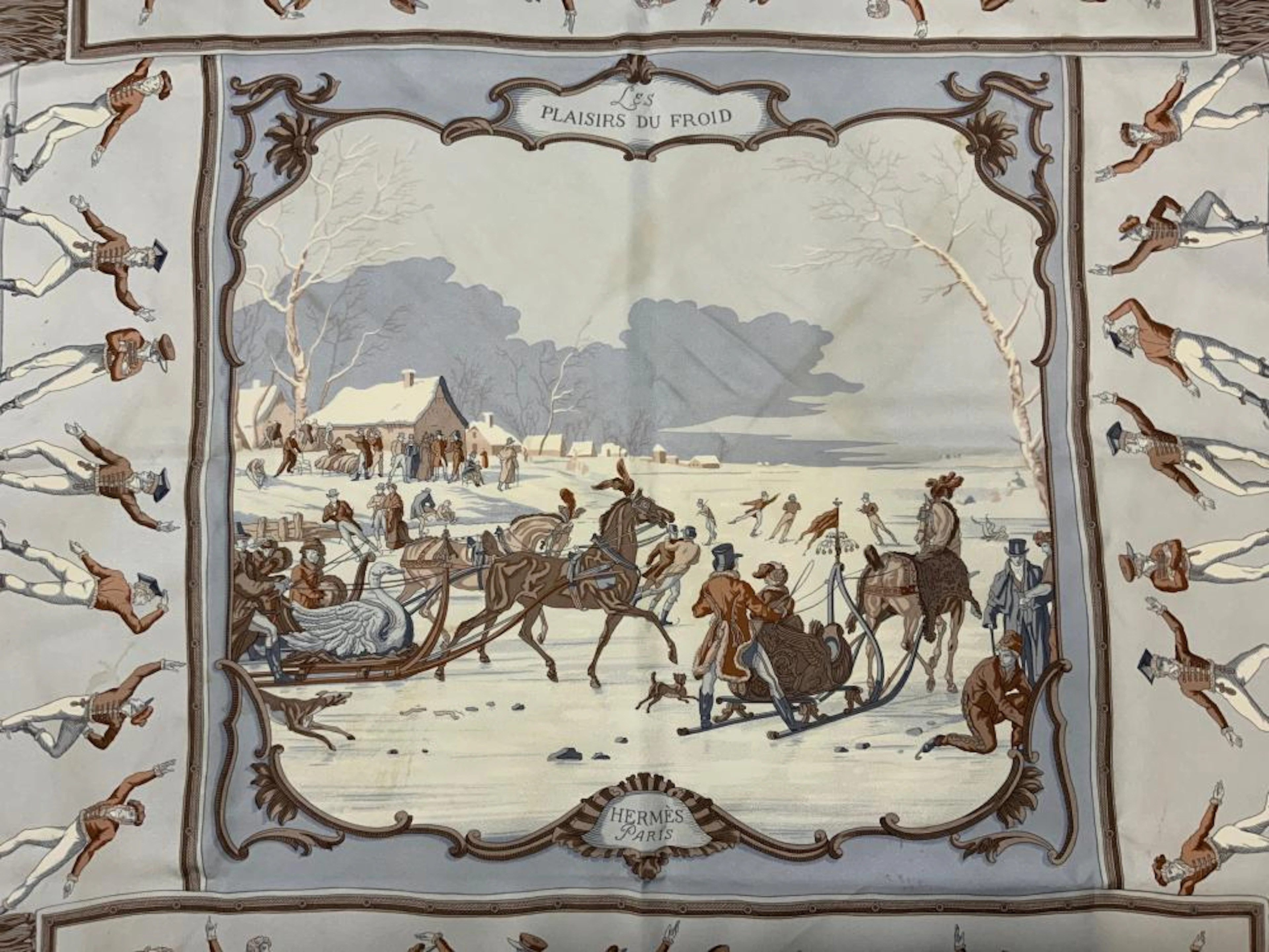 Hermes Gygkar Plaisir De Froid Silk Scarf, France