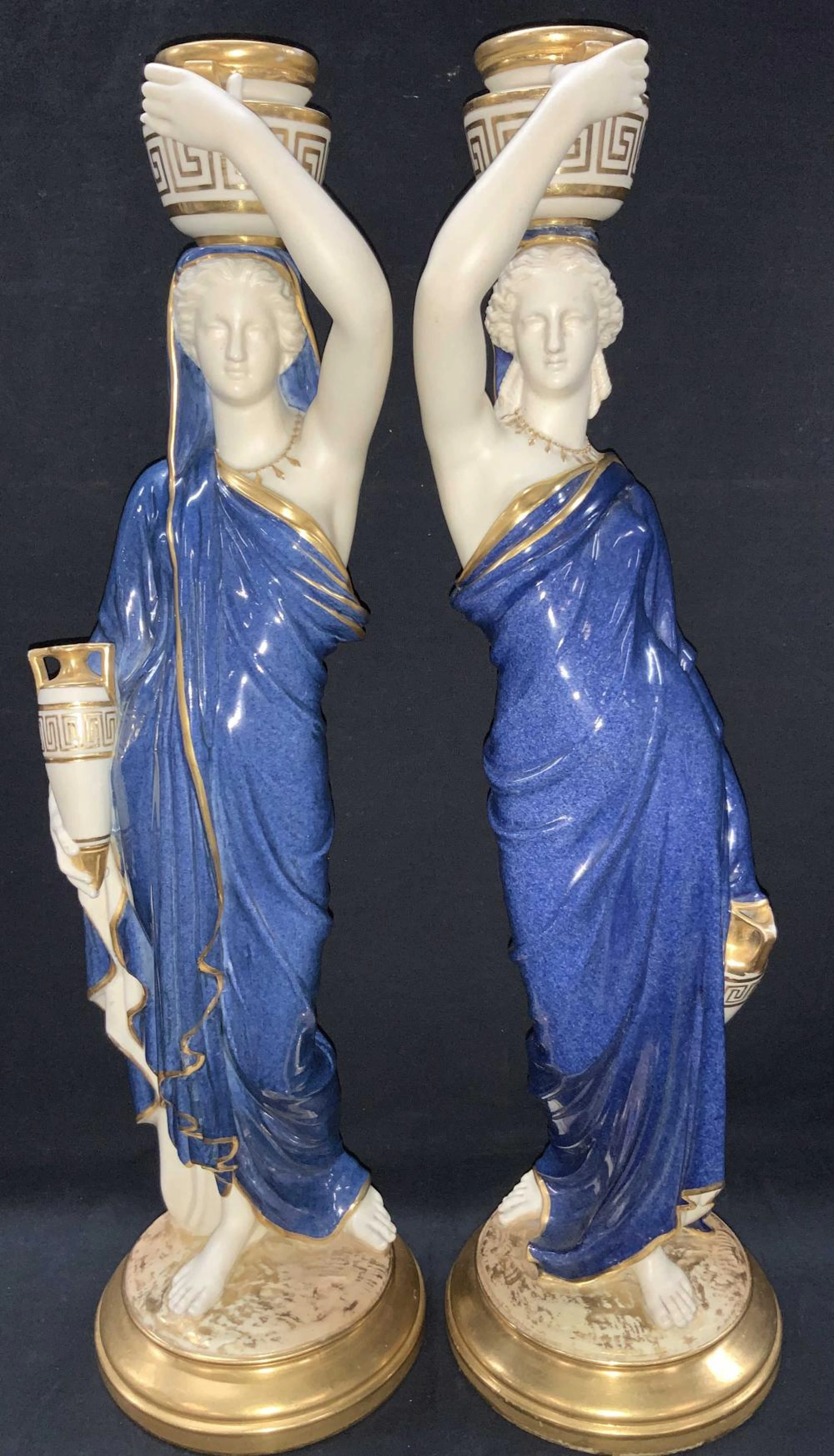 Pr Royal Worcester GrecoRoman Porcelain Figures XL
