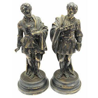 Pair Silvered Bronze Le Tasse & Arioste Figurals