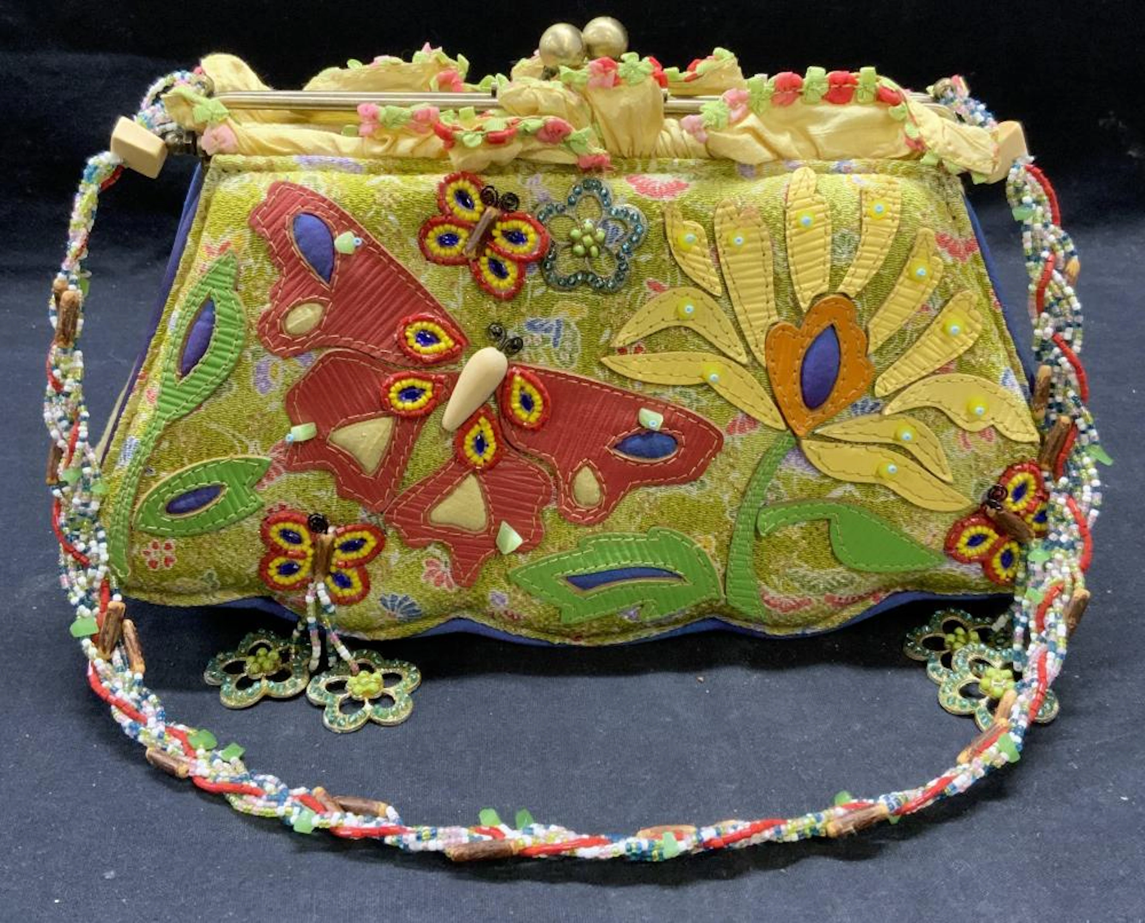 Vintage Mary Francis Beaded Butterfly Handbag