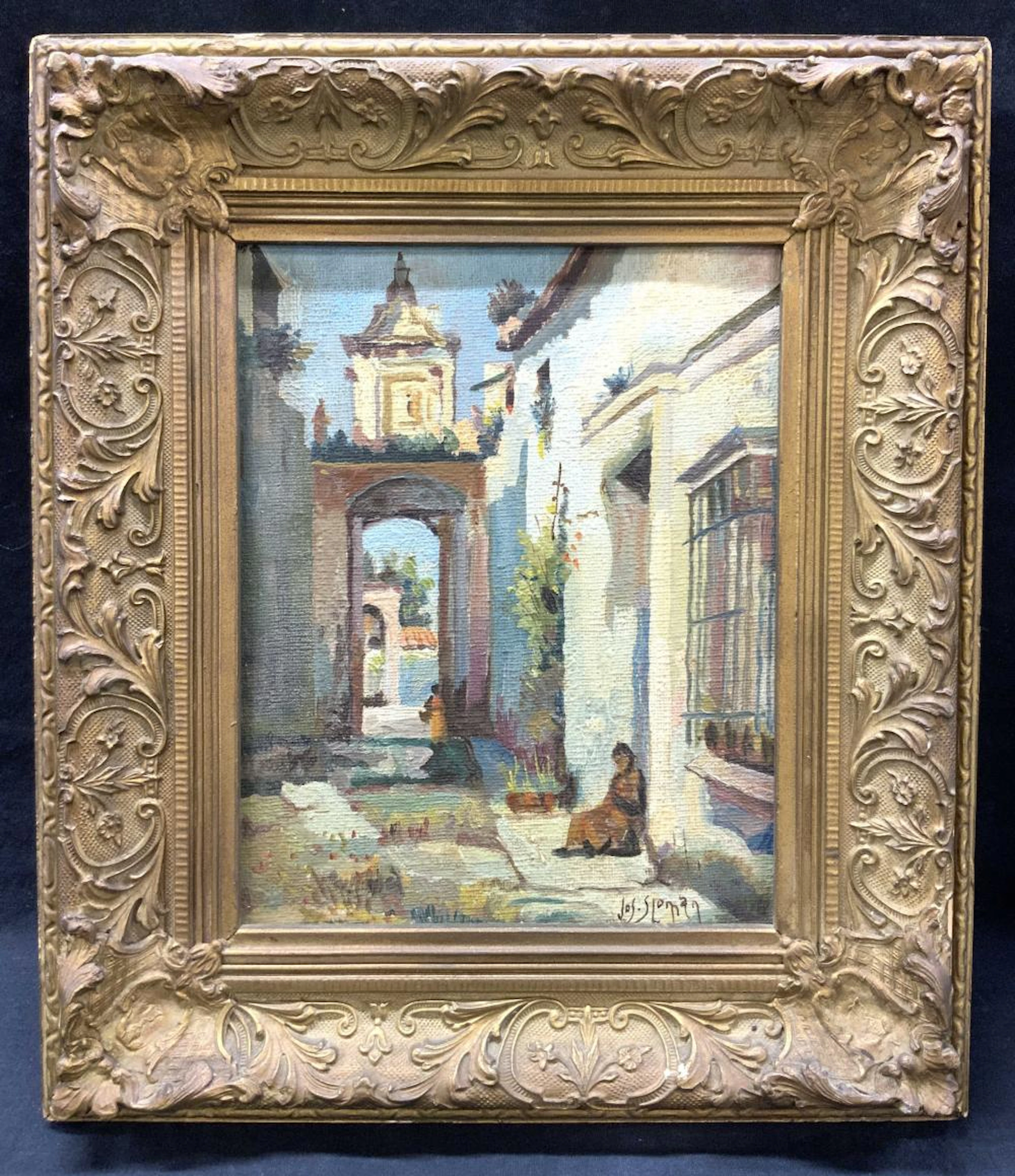 ATTR JOS SOLOMAN Courtyard Oil Painting