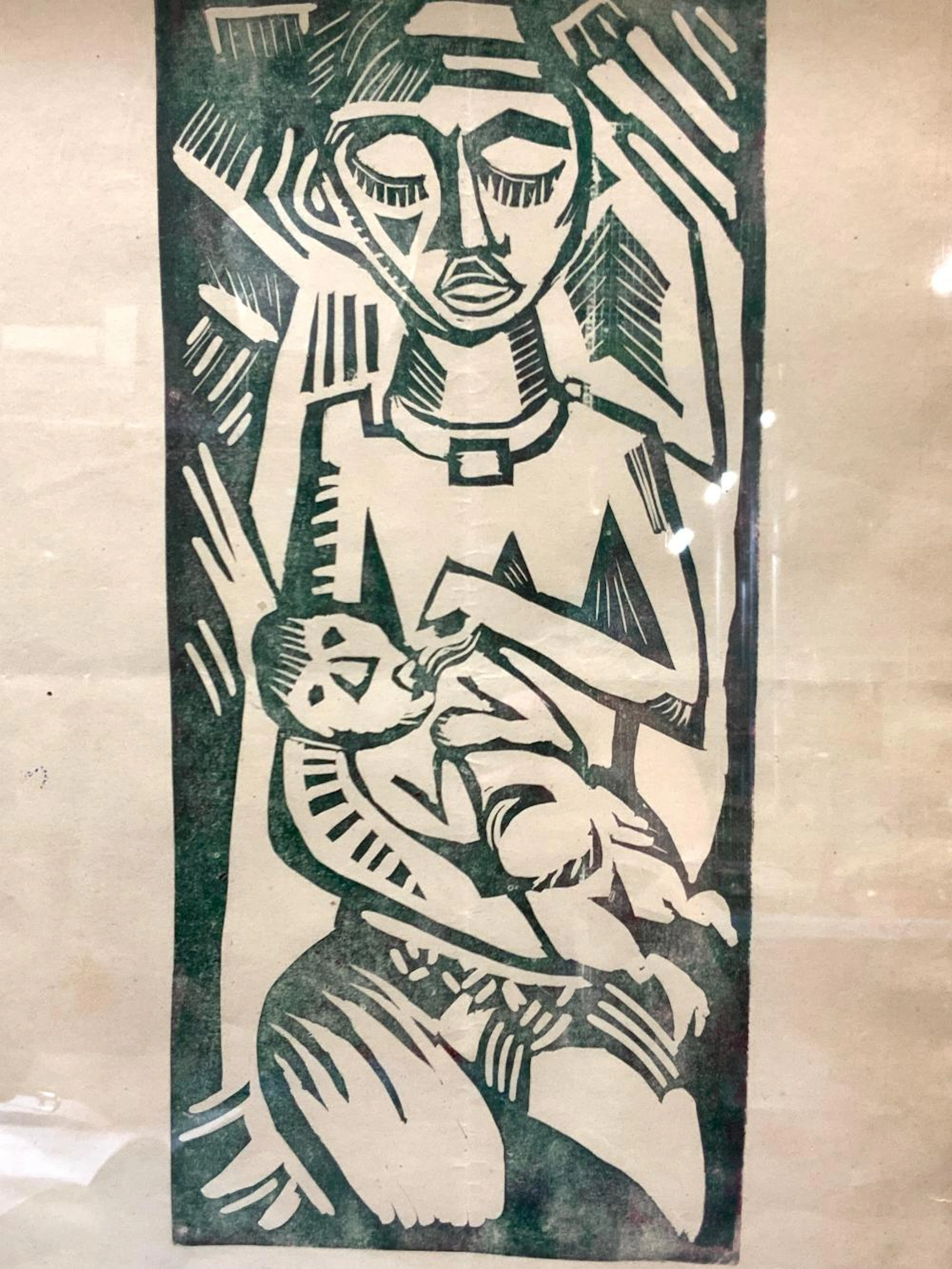 ATTR Pechstein Signed Mother & Child Block Print