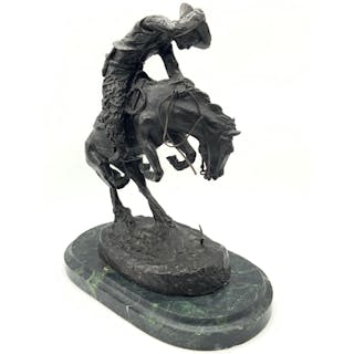 REMINGTON SND Cowboy Bronze & Marble Sculpture
