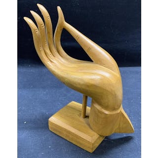 Vitarka Mudra Carved Wood Hand Sculpture