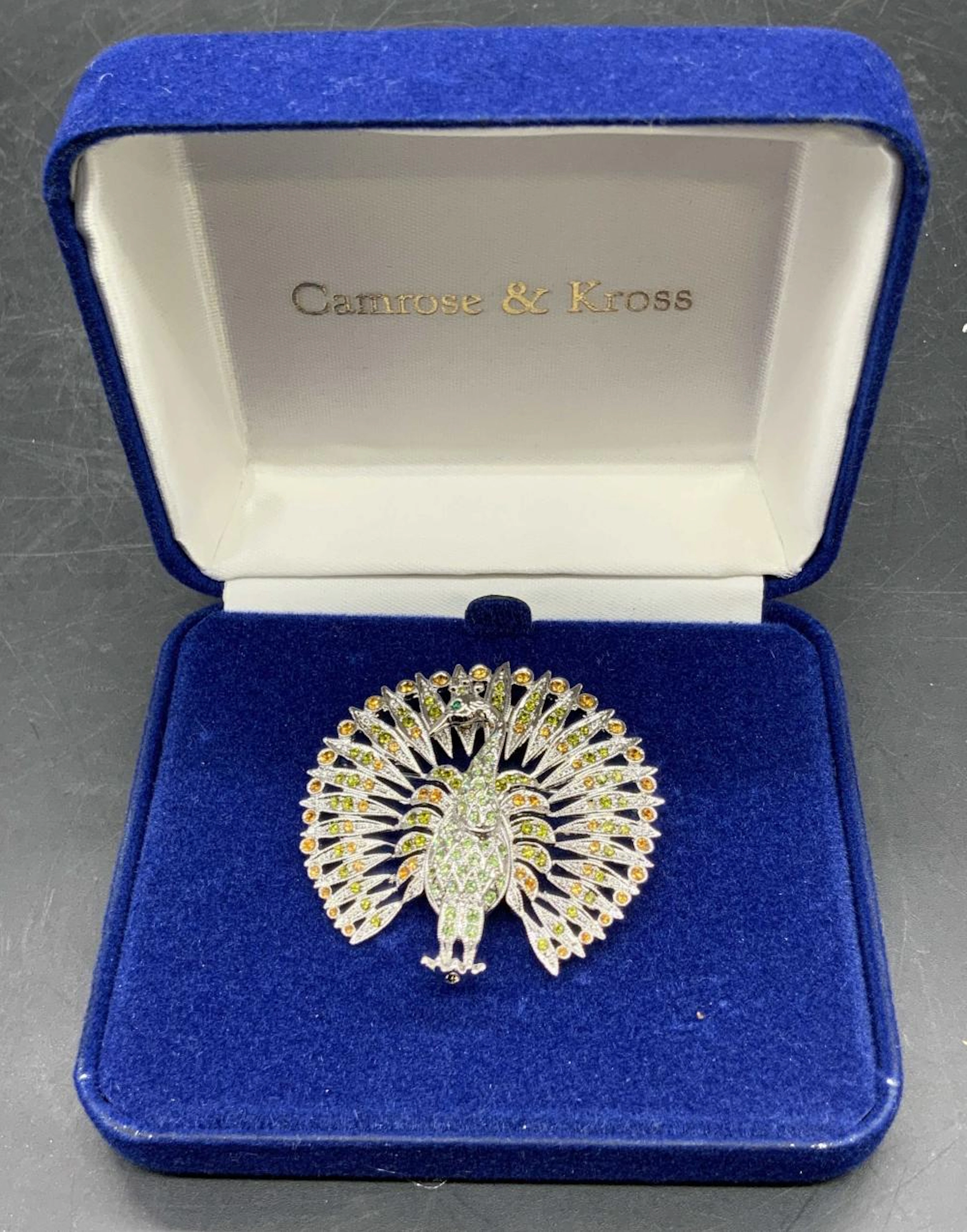 Camrose & Kross Jackie Kennedy Peacock Brooch, Bx