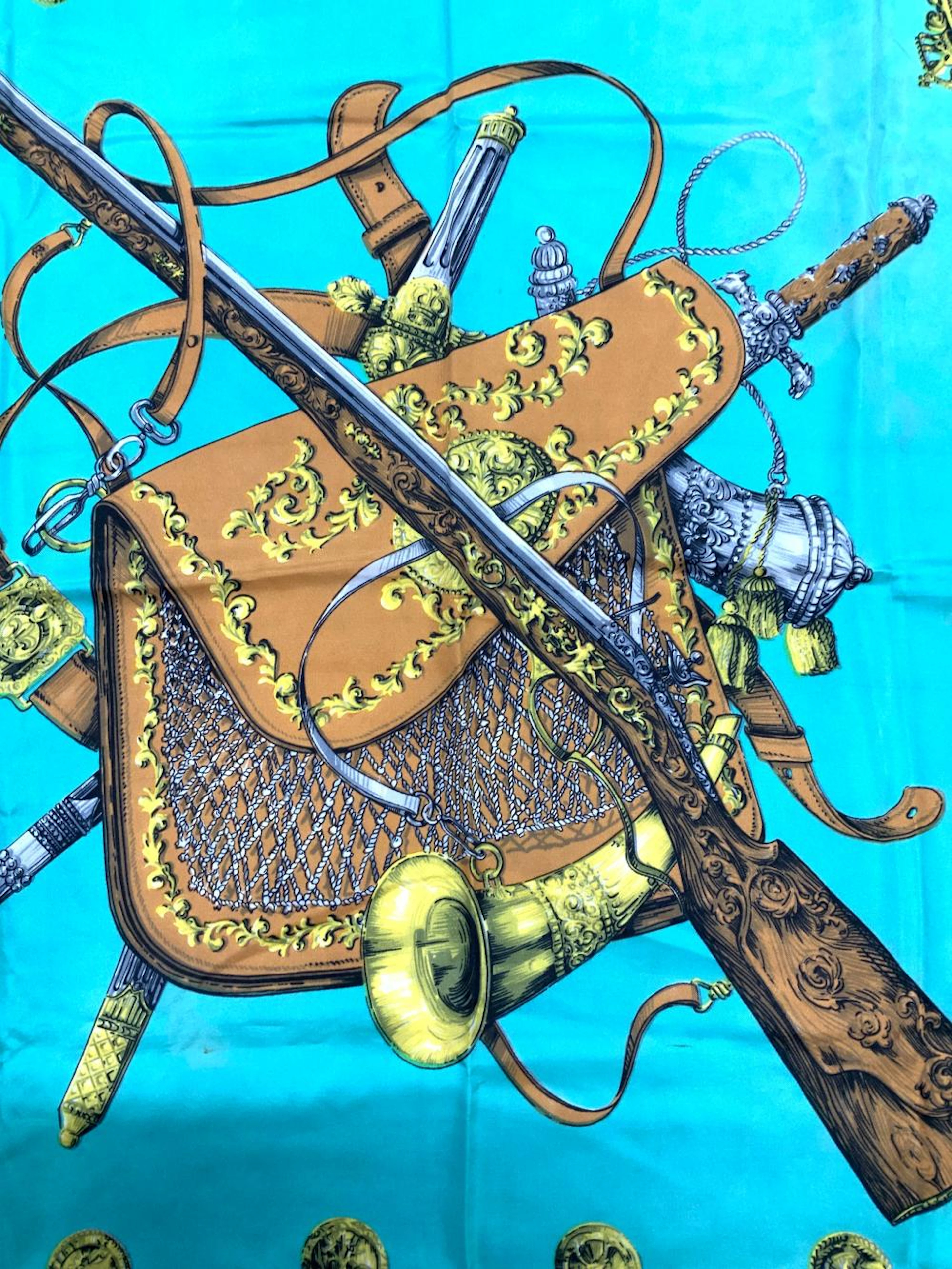 Hand Rolled Scarf Hunting Motif, France