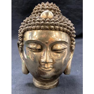Vintage Tibetan Silver Tnd Buddha Head Sculpture