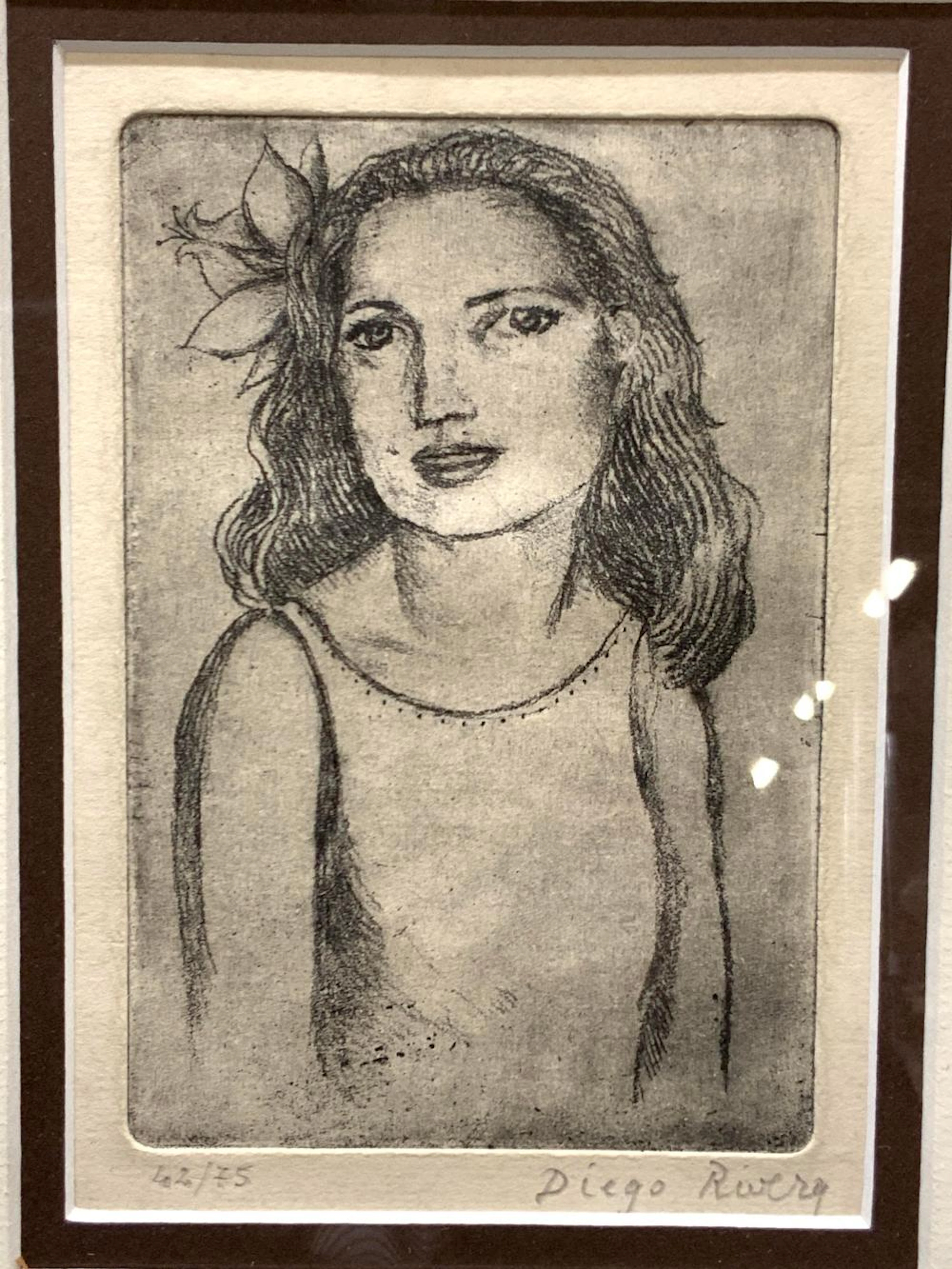 ATTR Diego Rivera Sgd Girl Plate Engraving