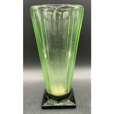 Vintage Art Deco Heavy Uranium Glass Vase