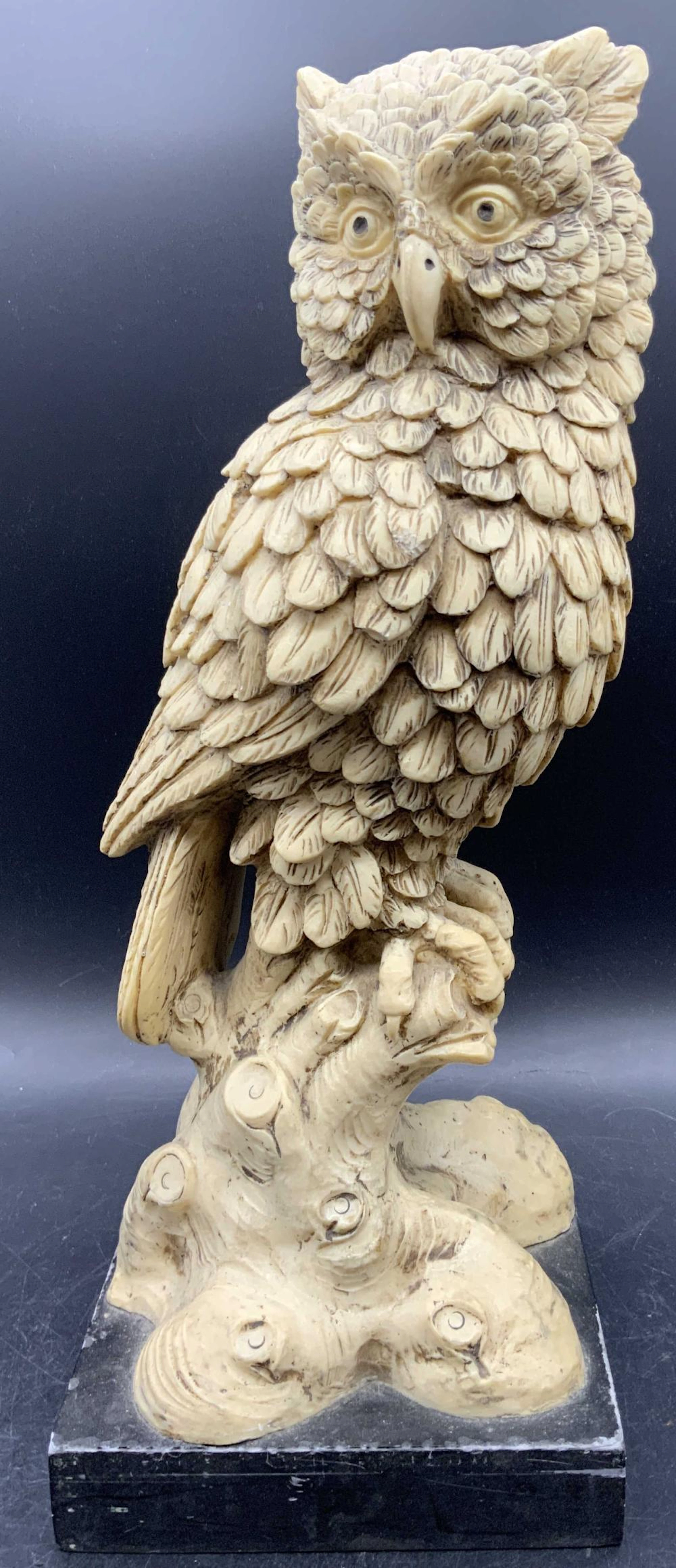 A. SANTINI Signed Hand Carved Owl Sculpture 1ft2i