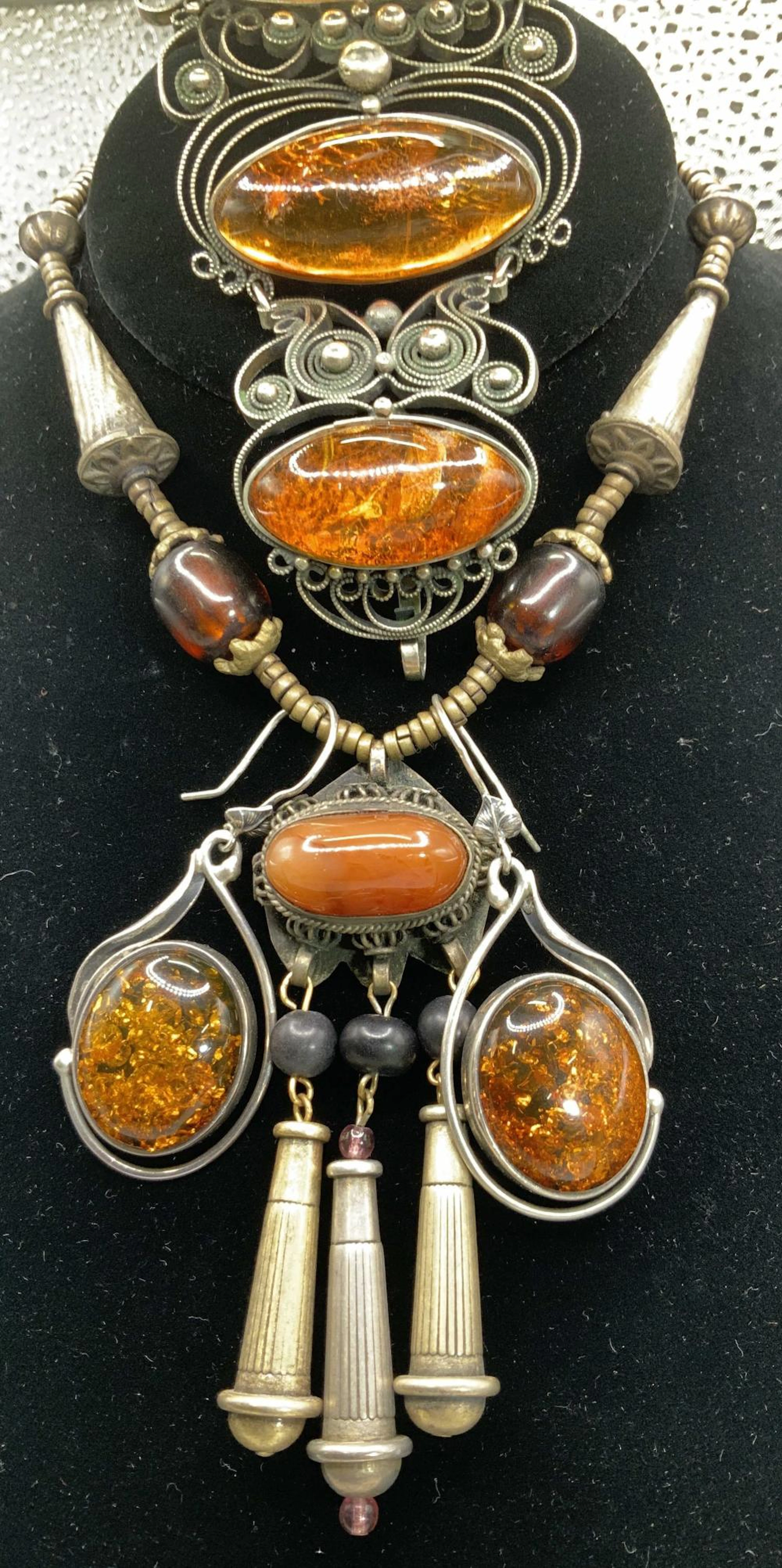 Lot3 Sterling Silver Earrings, Amber Style Jewelry