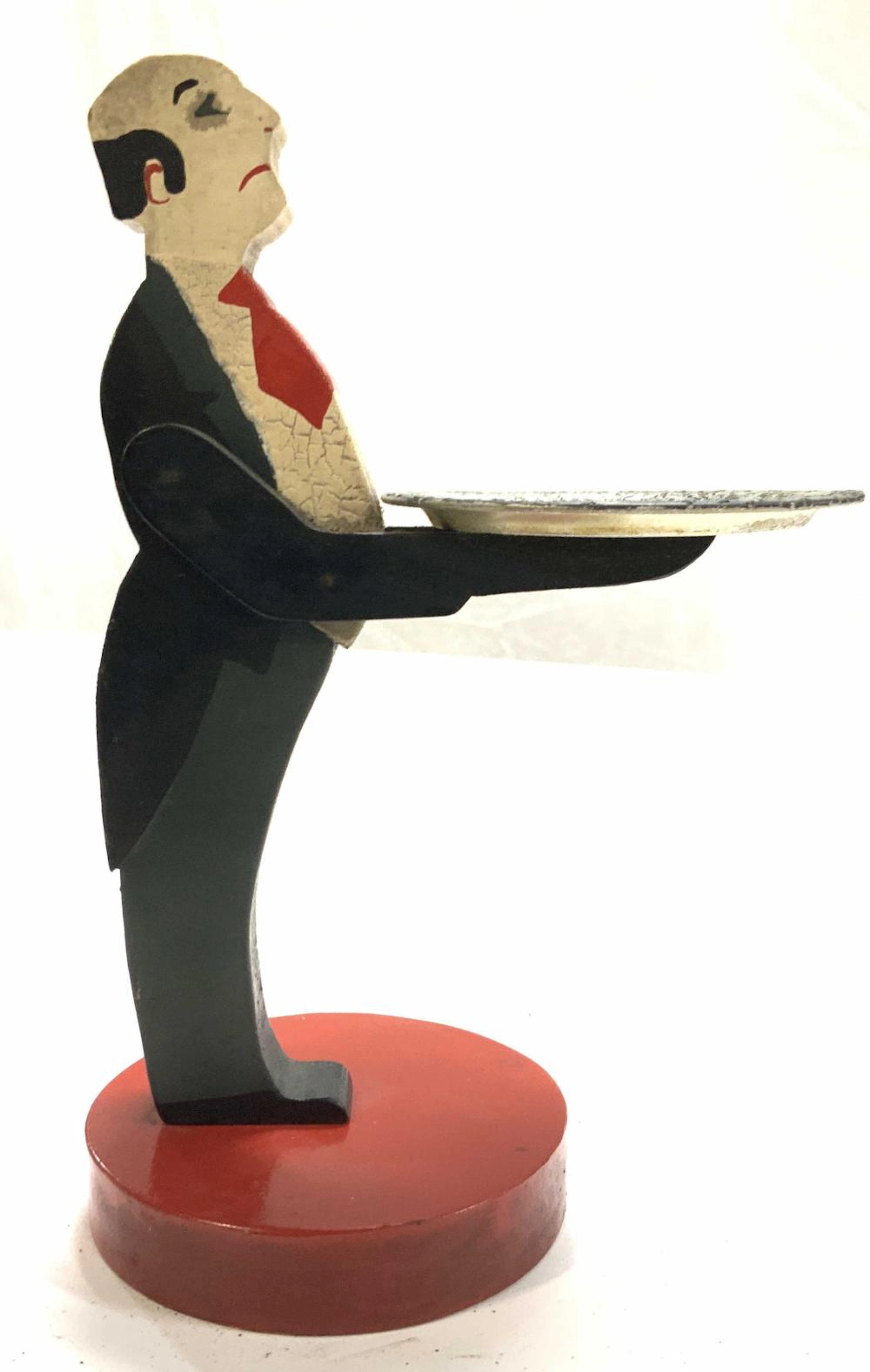 CL Rook Wood Folk Art Standing Butler Figural US