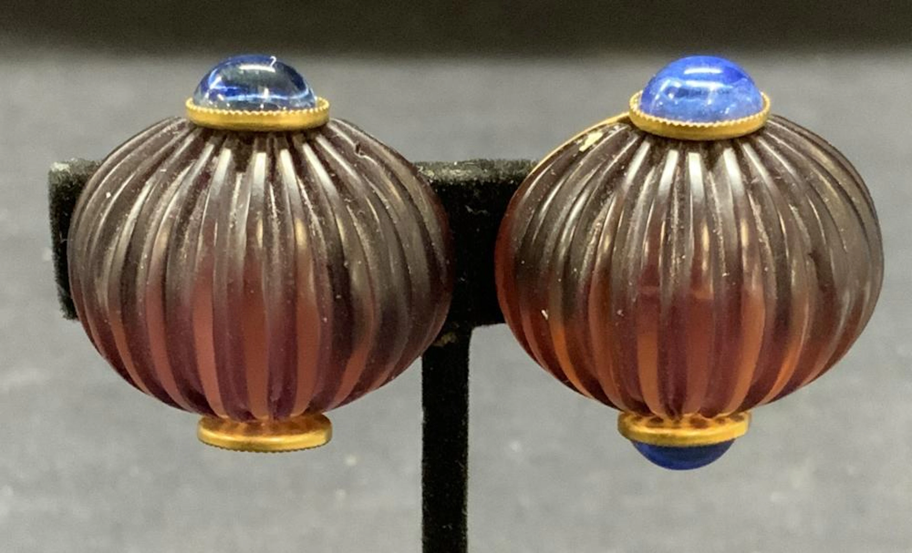 FABRICE Sculptural Purple Lucite Earrings