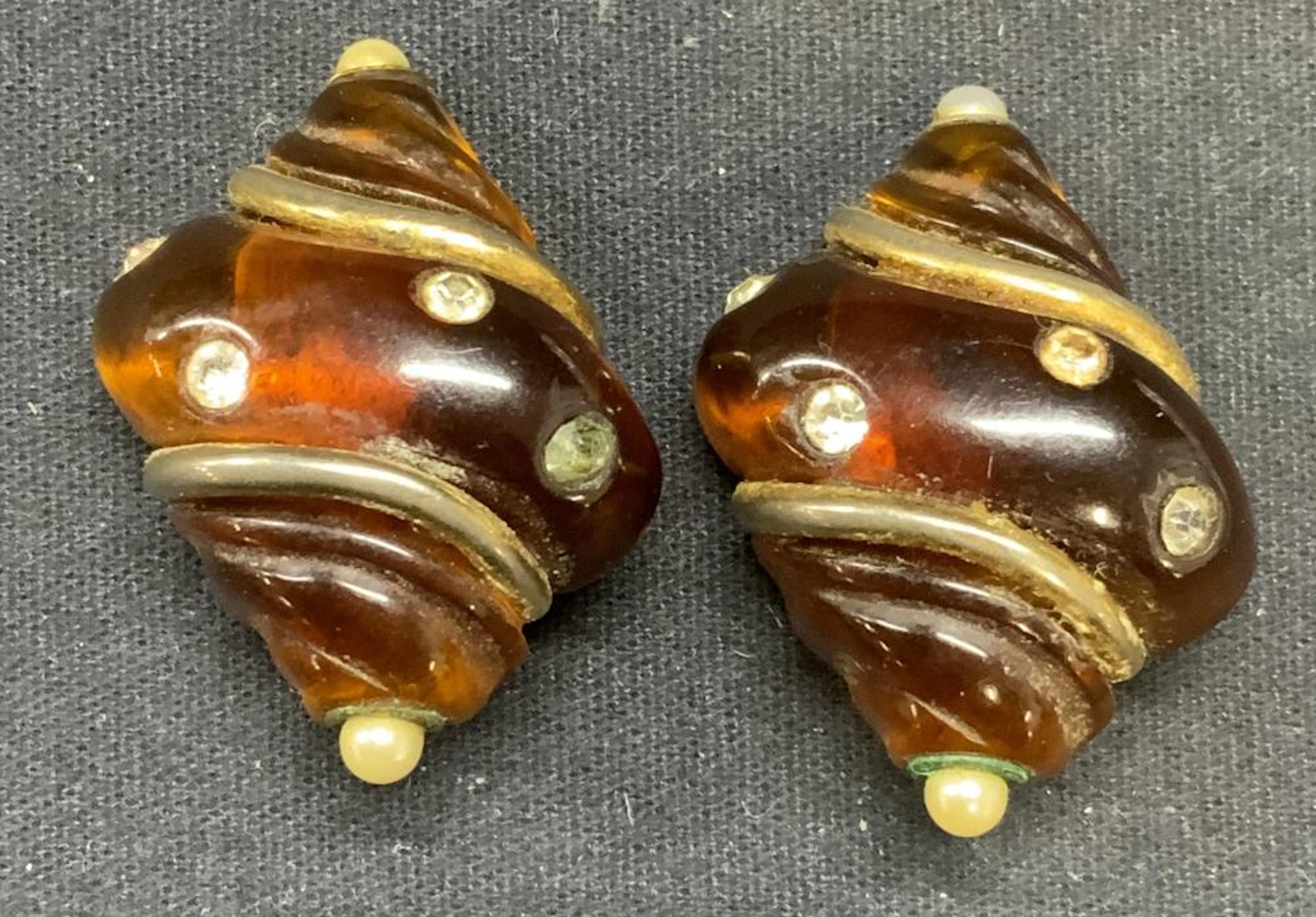 KENNETH LANE Amber Tone Shell Earrings