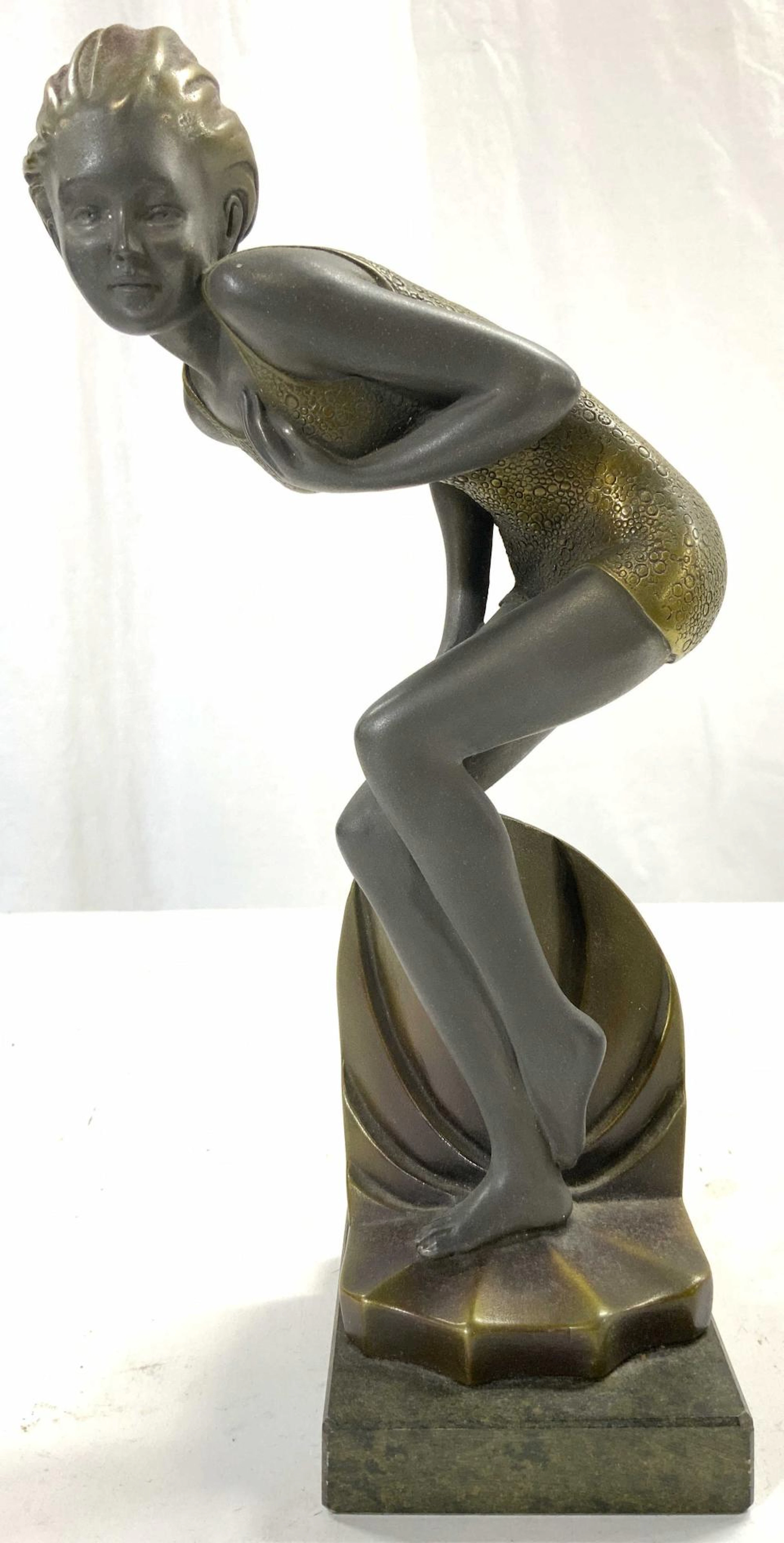 G LEONARDI CHLOE Metal Art Deco Female Figure