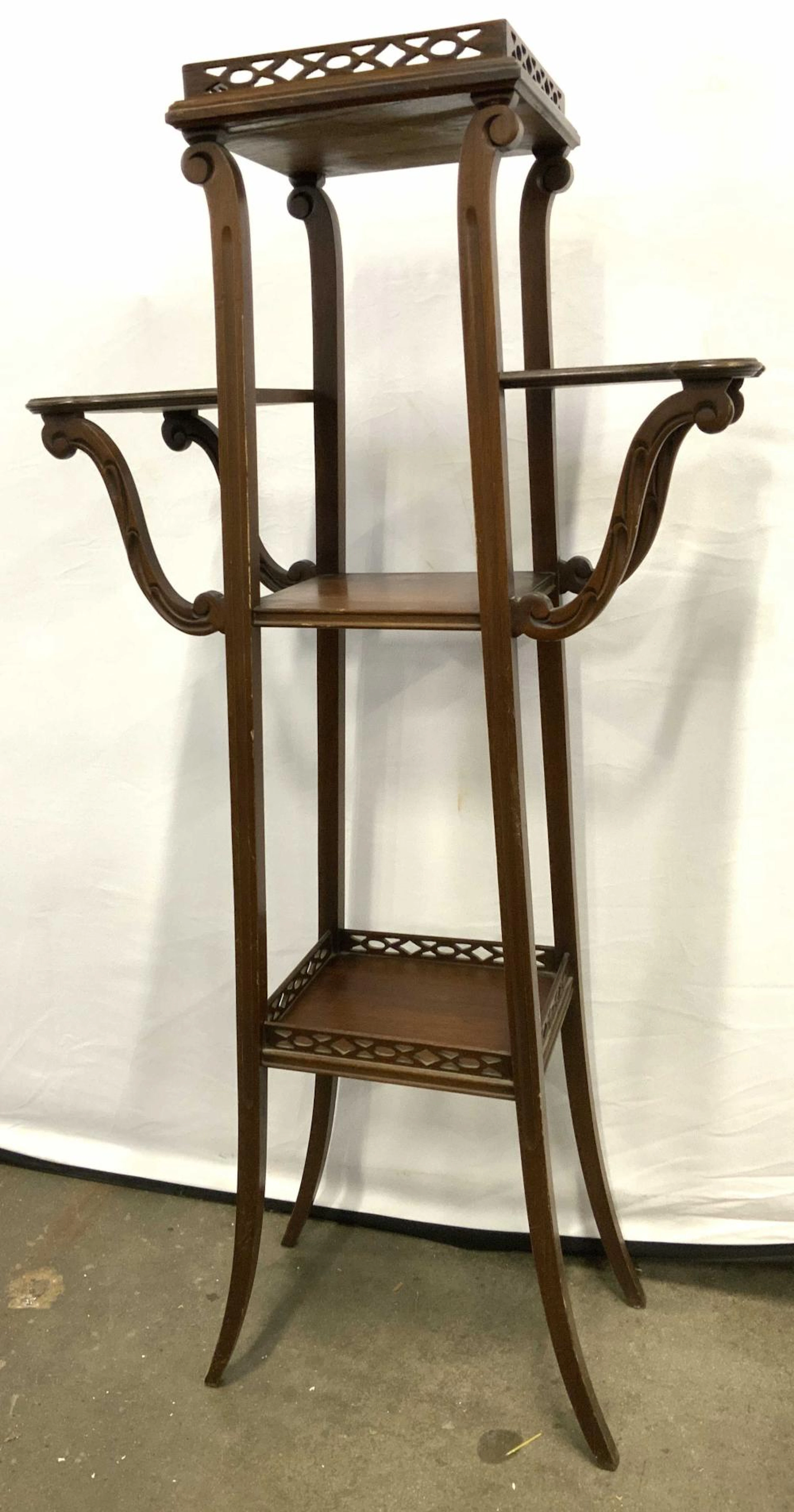 Vintage Wooden Art Nouveau Display Shelf