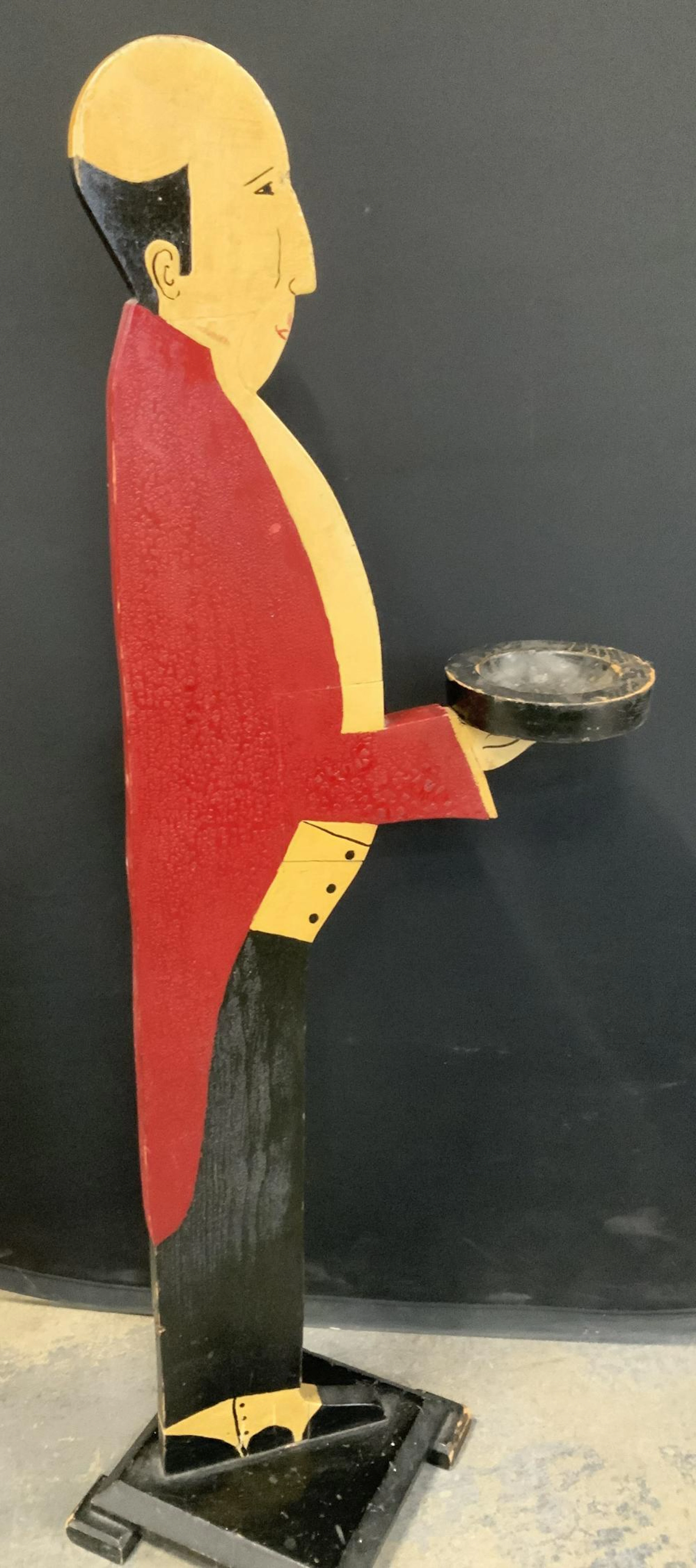 Retro Wooden Silent Butler Folk Art Stand, 3 FT