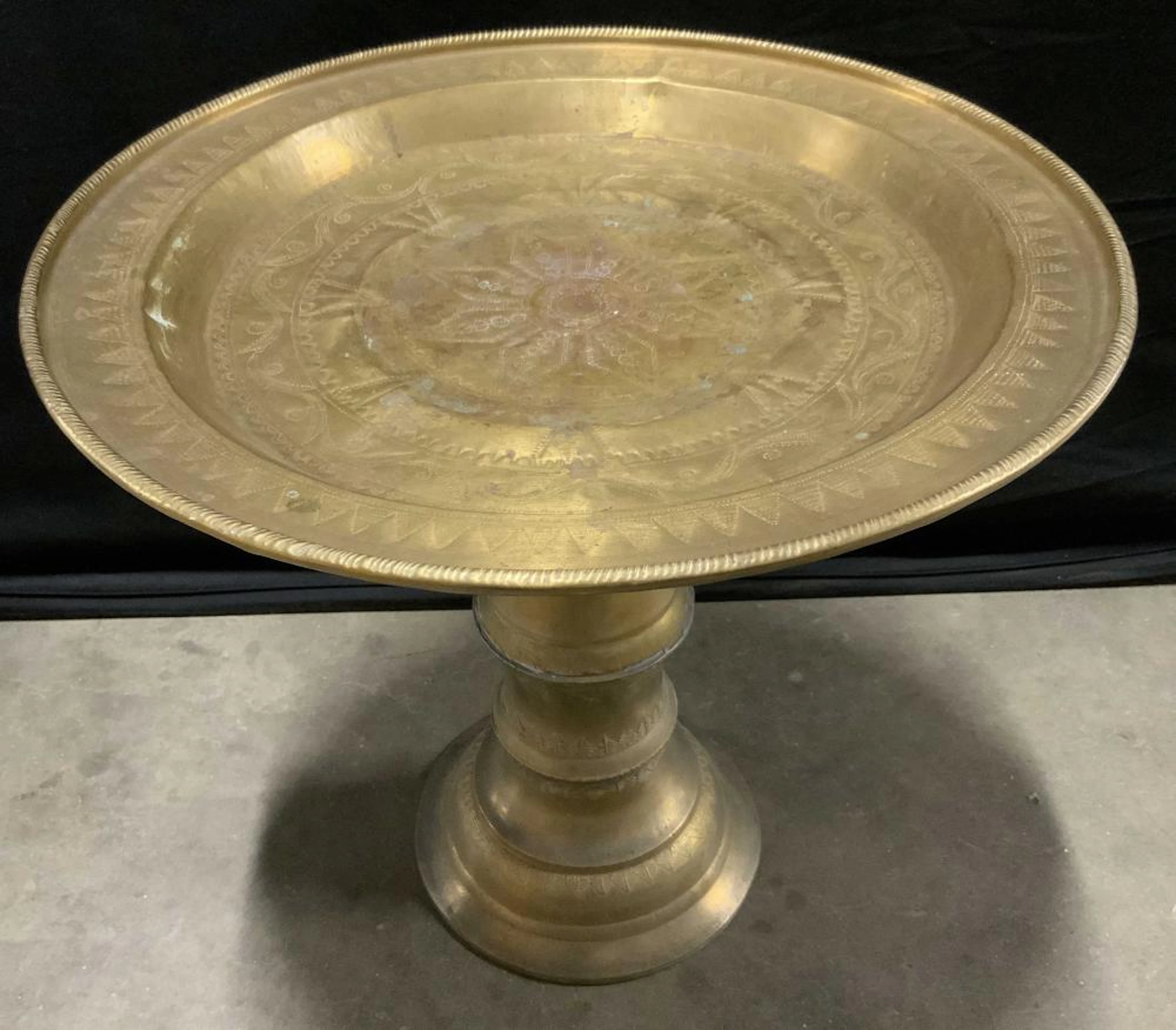 Antq Middle Eastern Brass Tray Table C 20th C