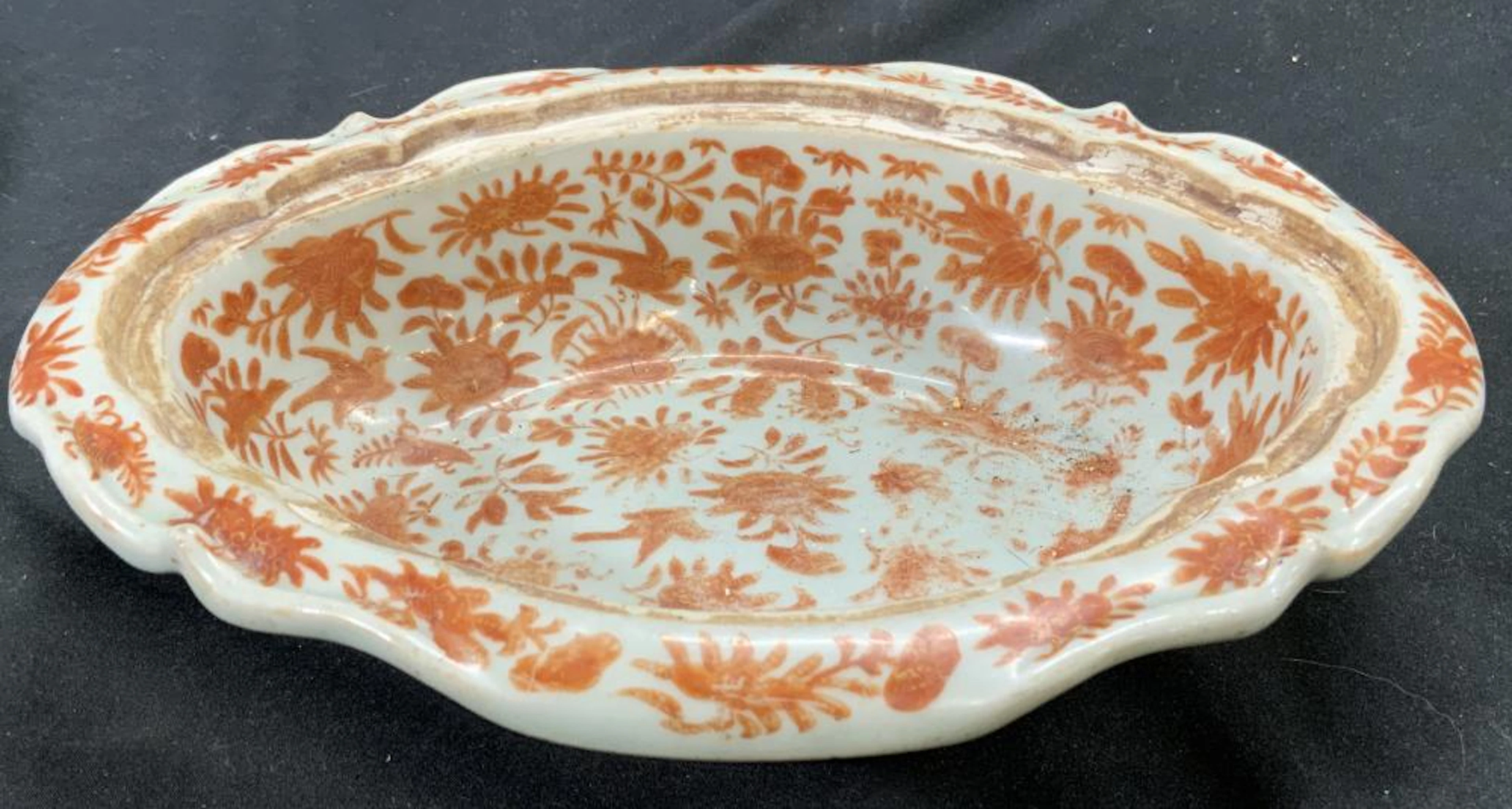 Antique Handmade Asian Porc Shaped Footed Platter
