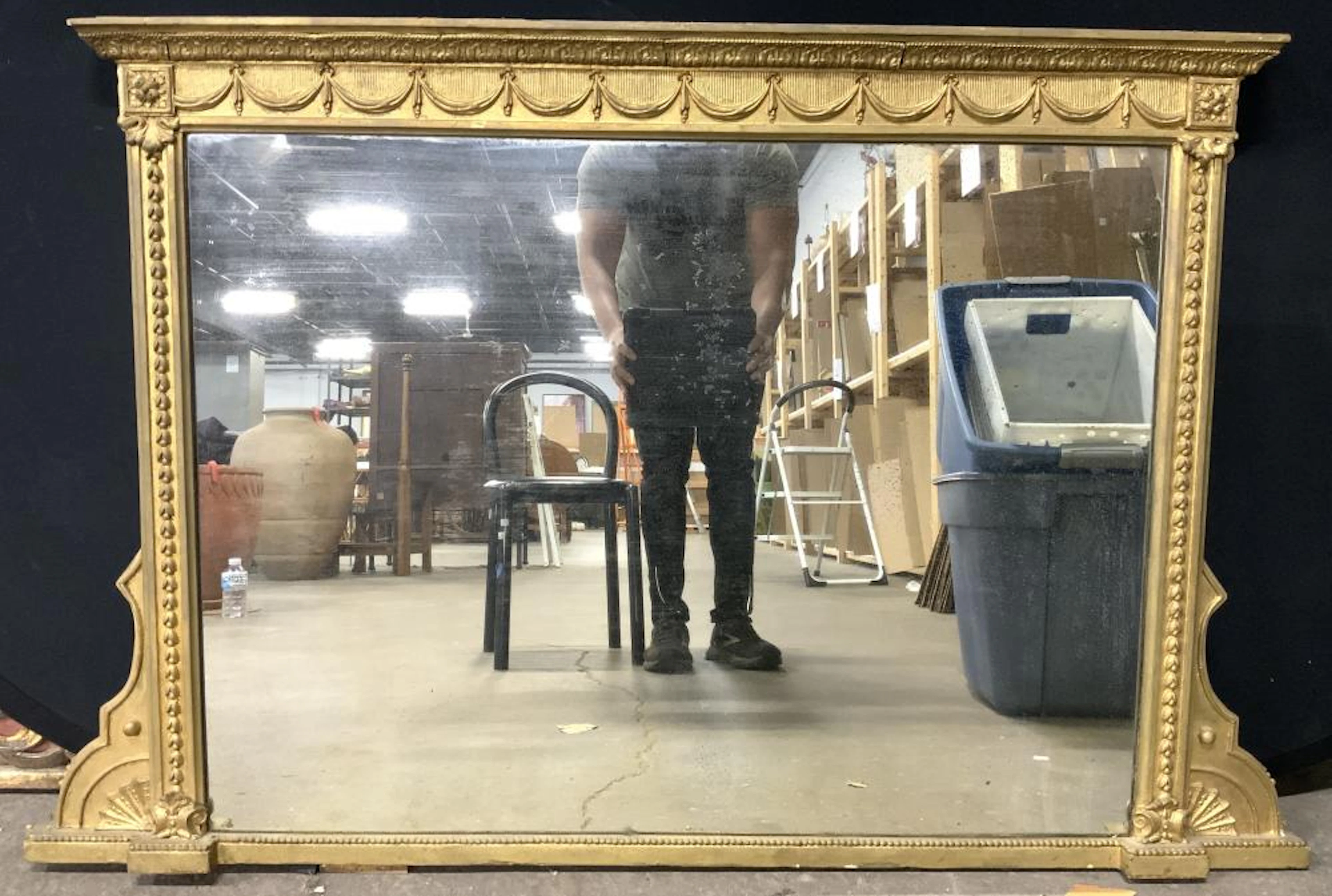 Vintage Victorian Gilt Wood Wall Mirror 4.4ft