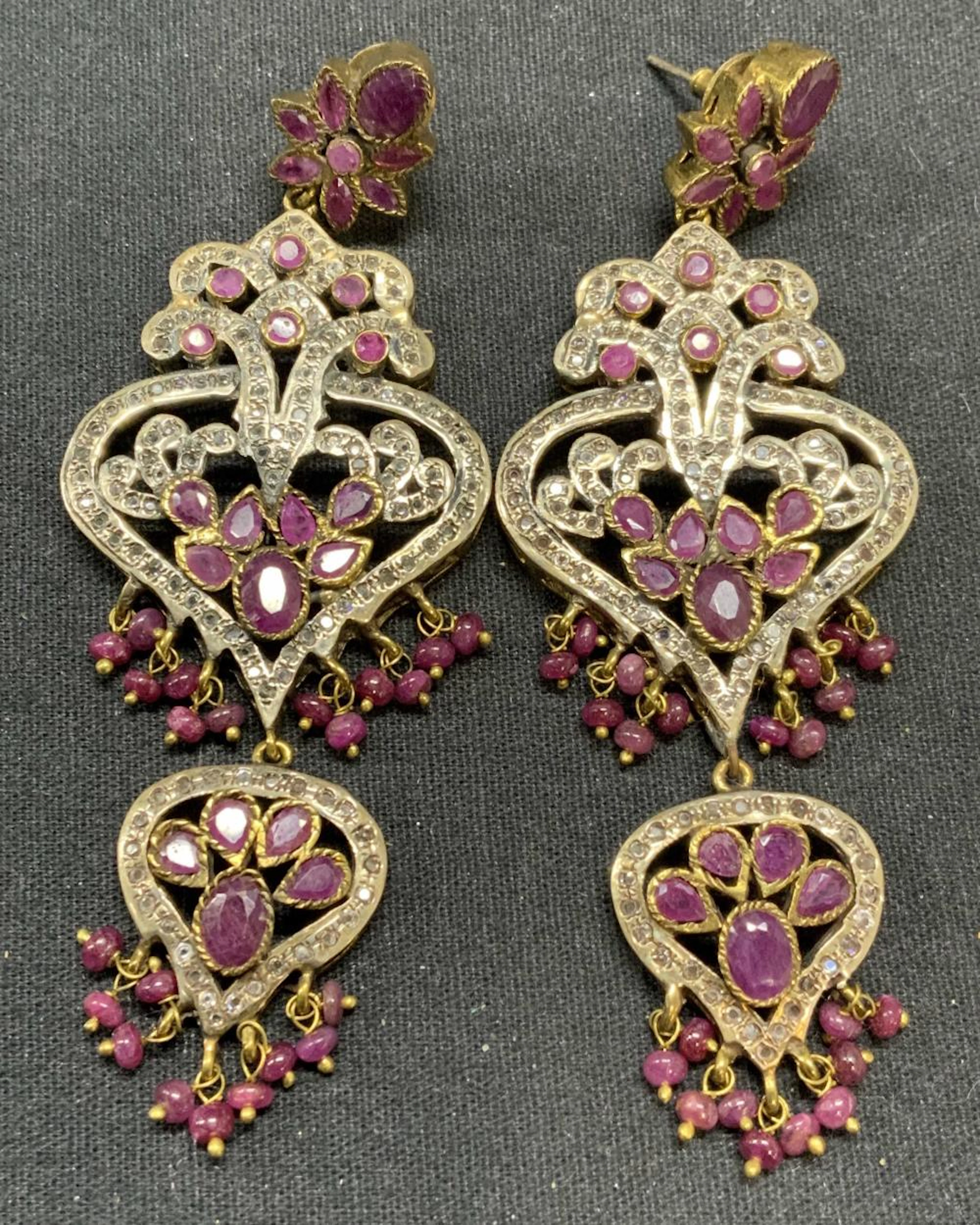 Sterling Silver Garnet Chandelier Earrings