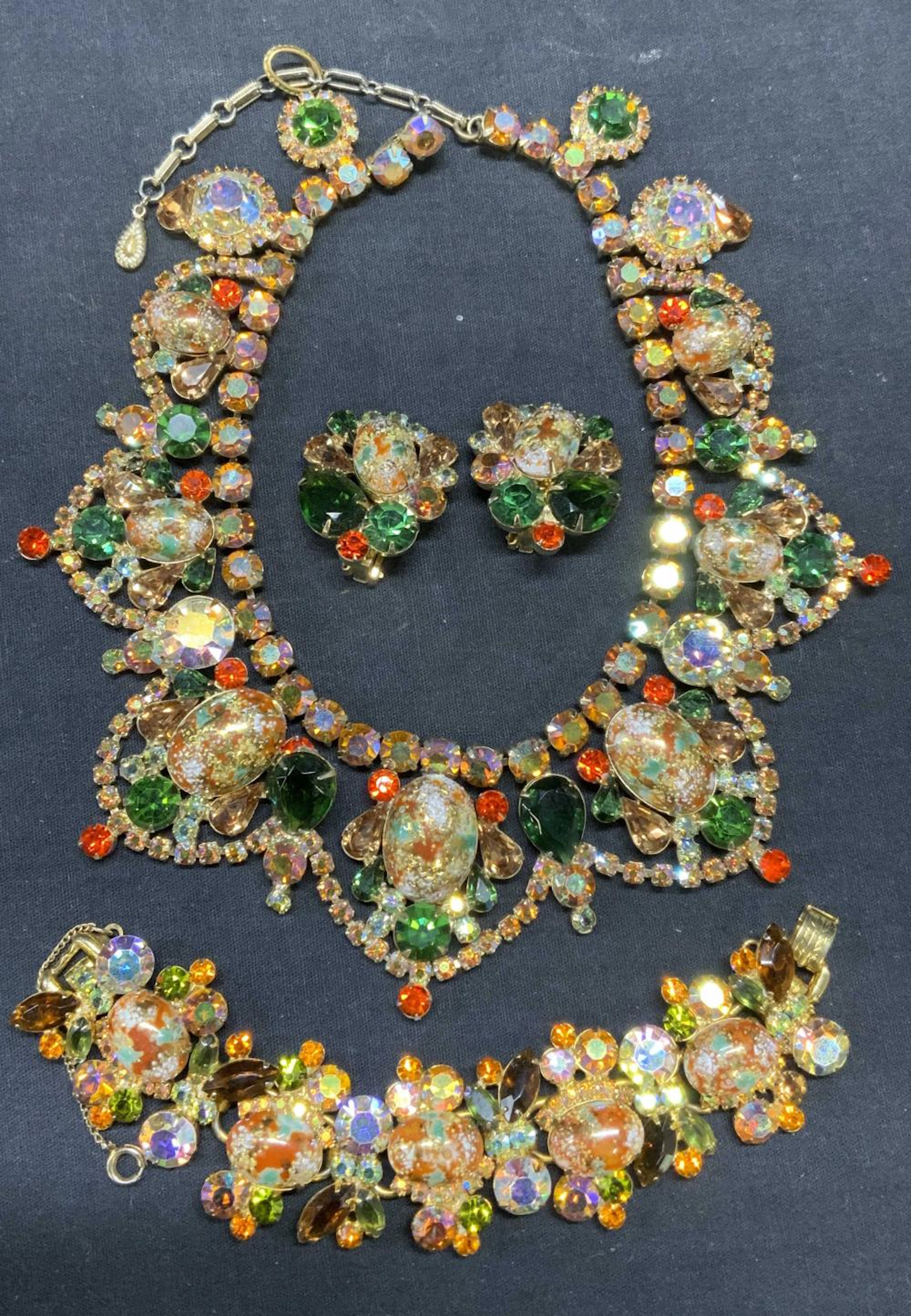 3pc ATTR JULIANA Gold Tn Crystal Jewelry Set