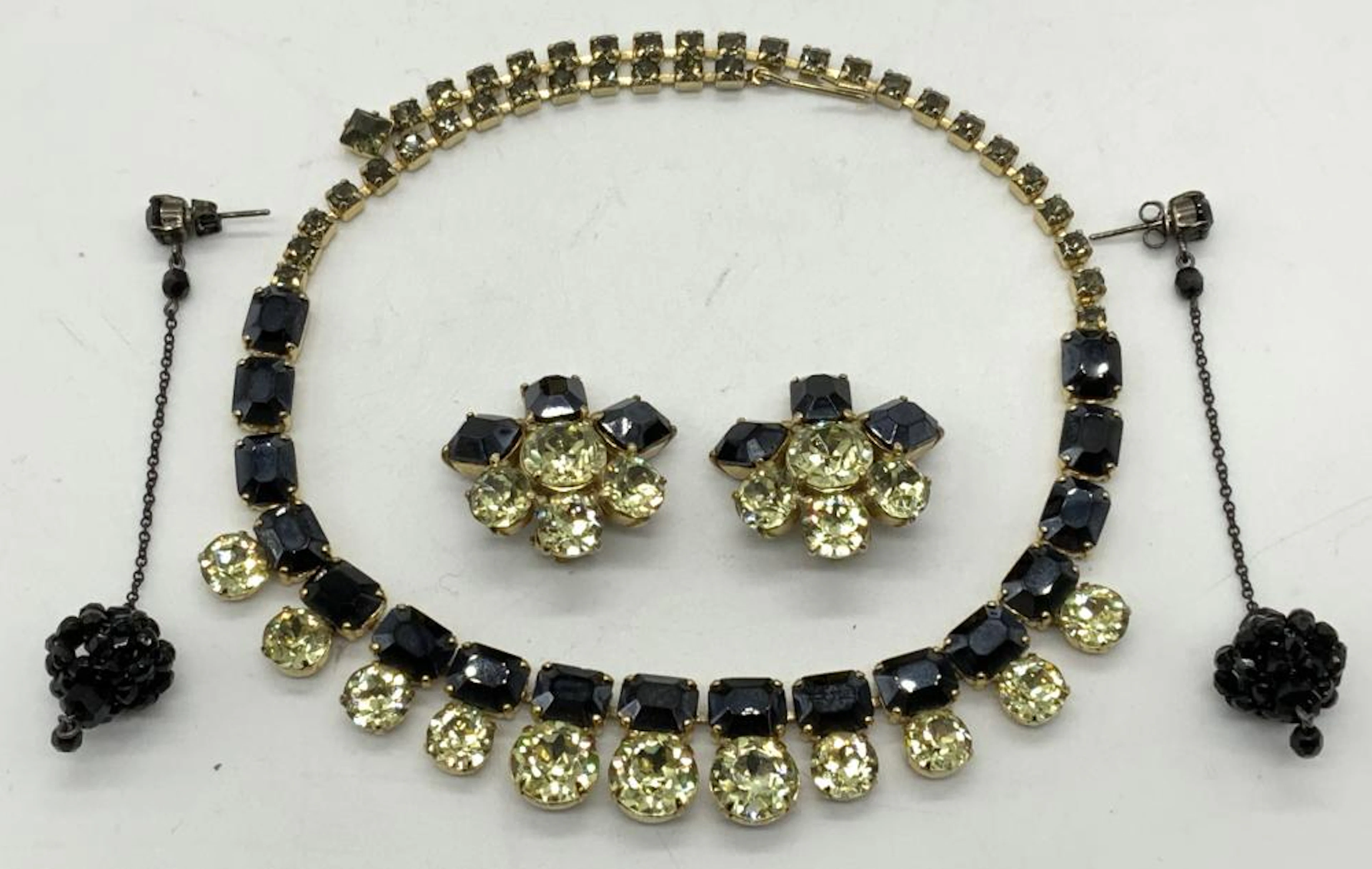 3 SCHIAPARELLI Crystal Necklace & Earrings, More