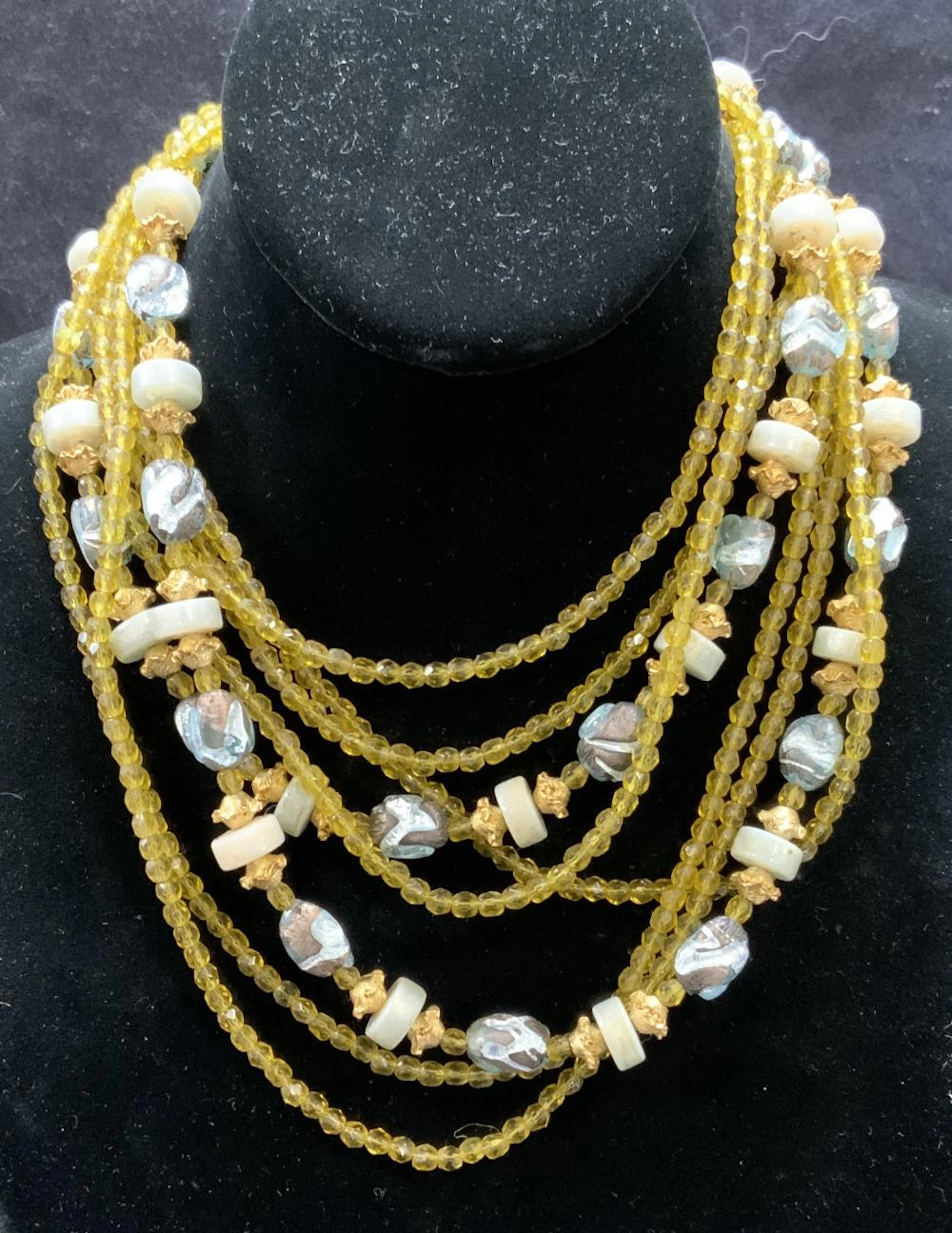 HATTIE CARNEGIE Yellow Crystal Beaded Necklace