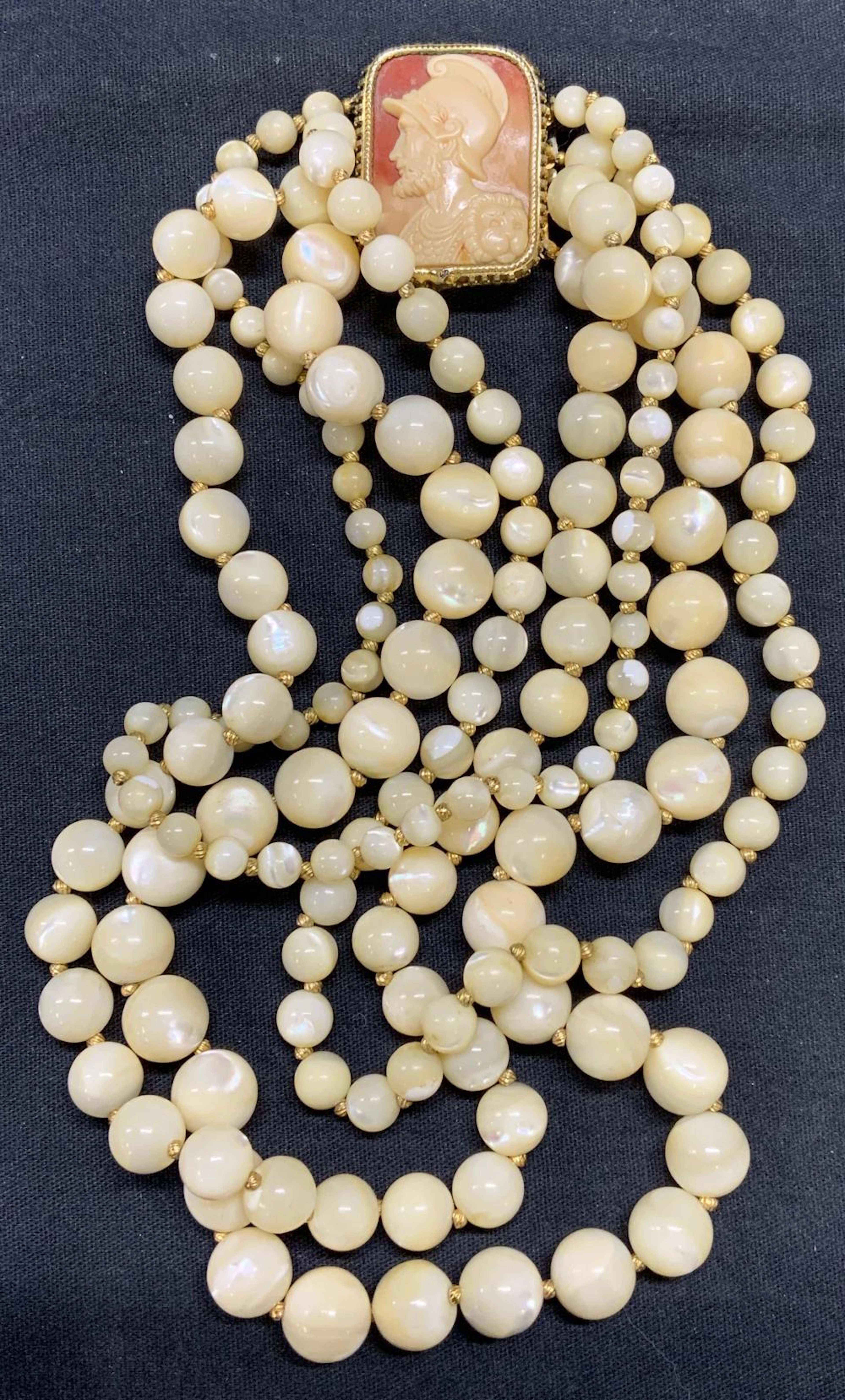 HATTIE CARNEGIE Faux Pearl Cameo Necklace