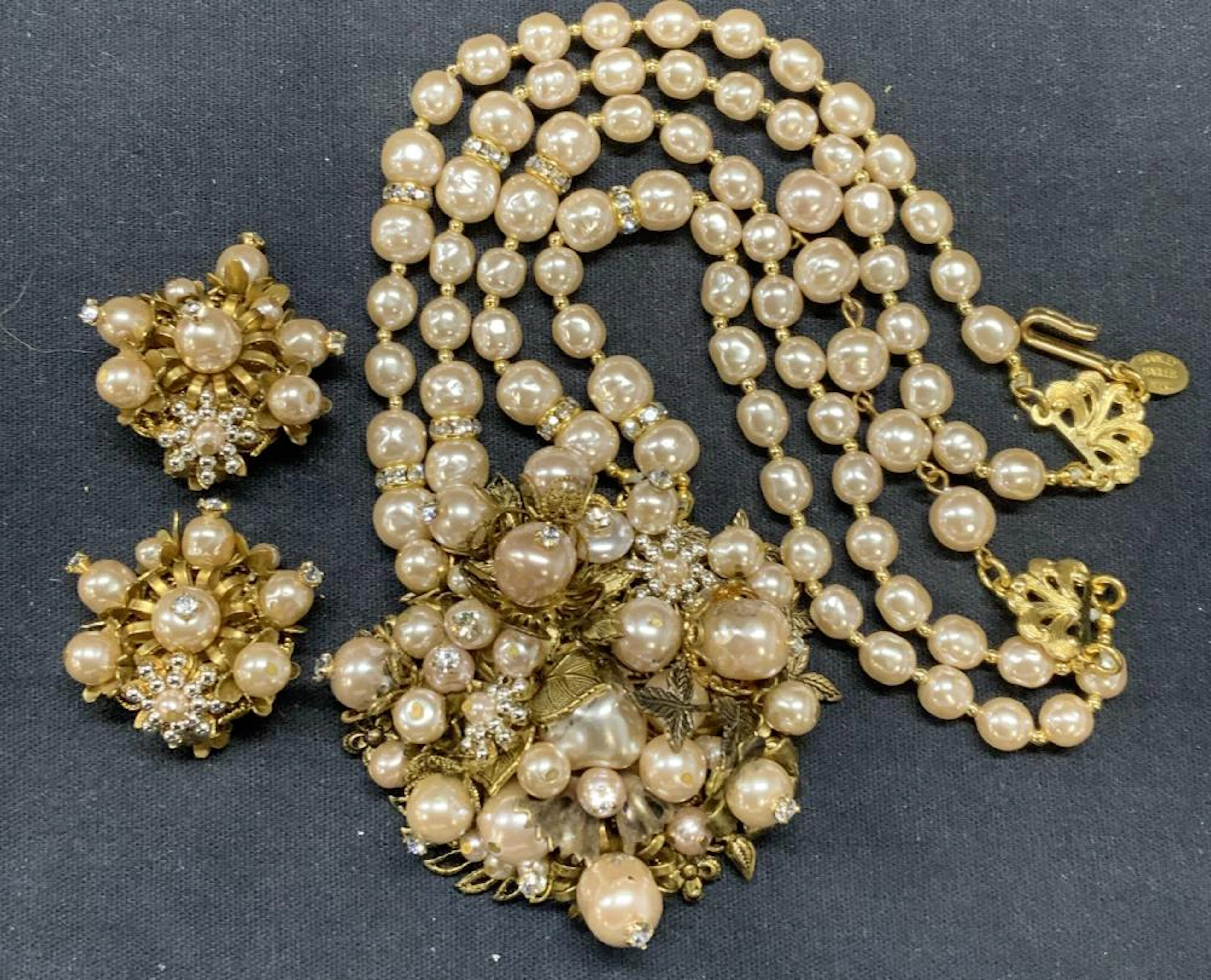 Lot2 STANLEY HAGLER Faux Pearl Necklace & Earrings