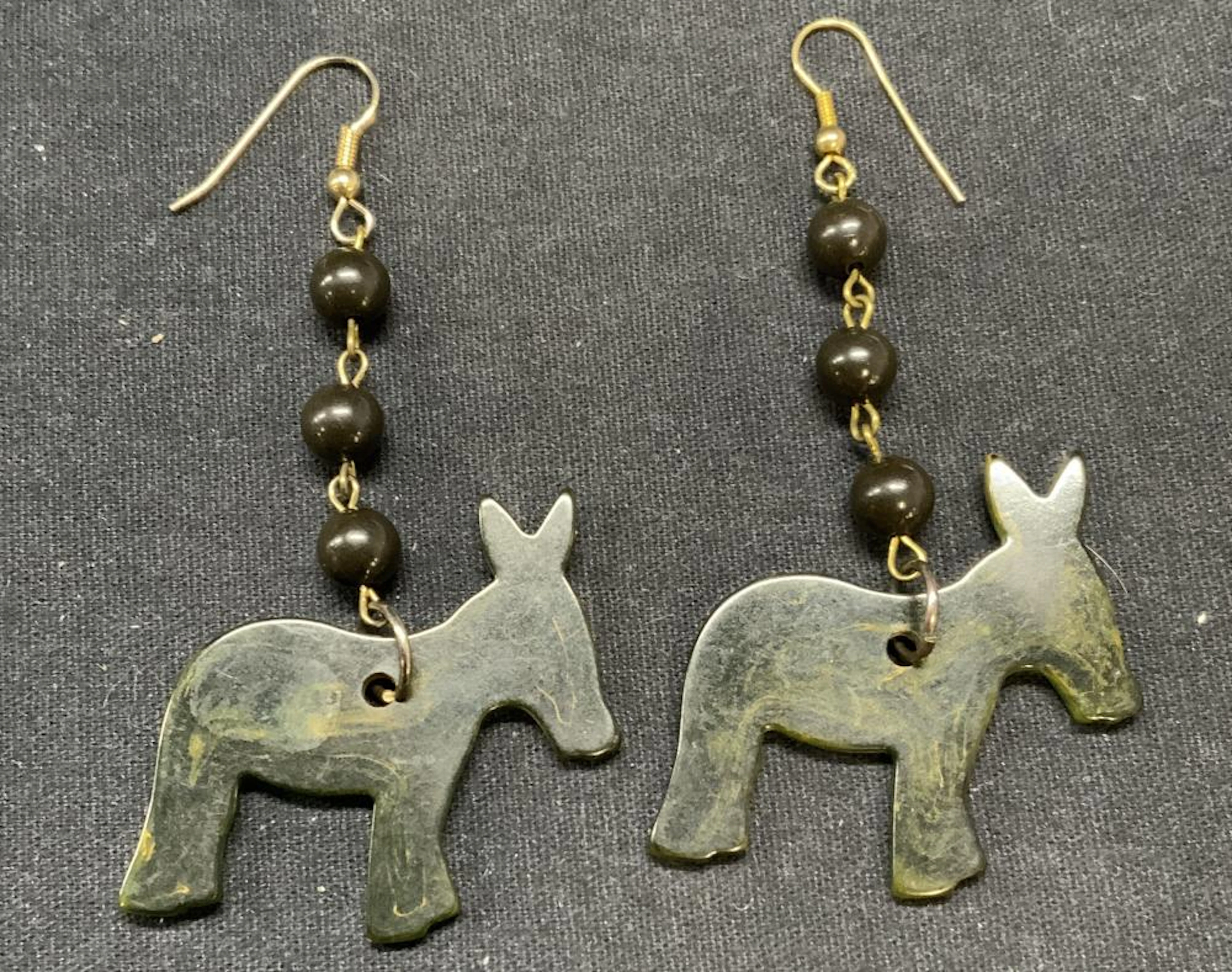 Green Lucite Beaded Donkey Earrings