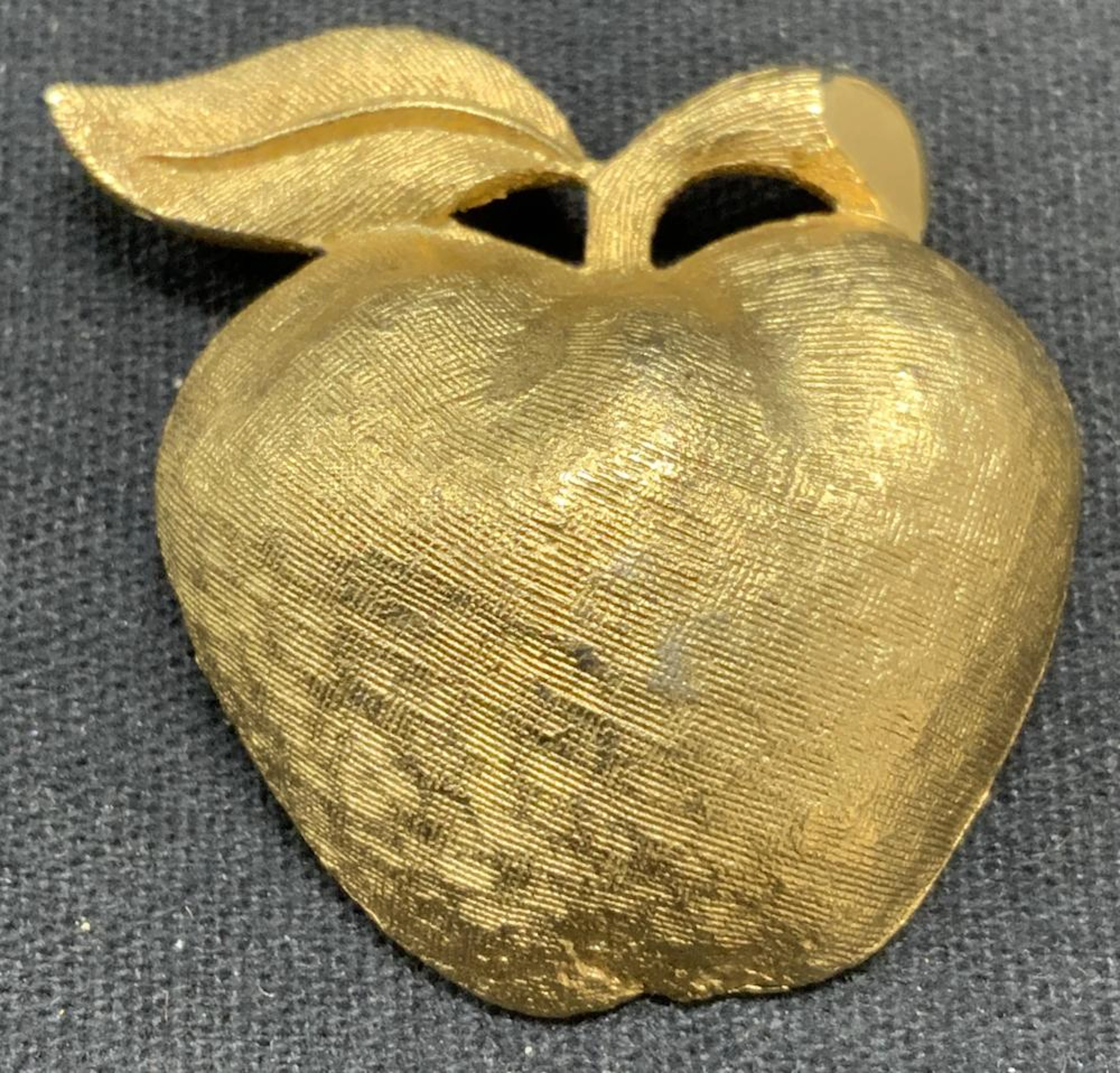 CORO Brushed Gold Tone Apple Brooch