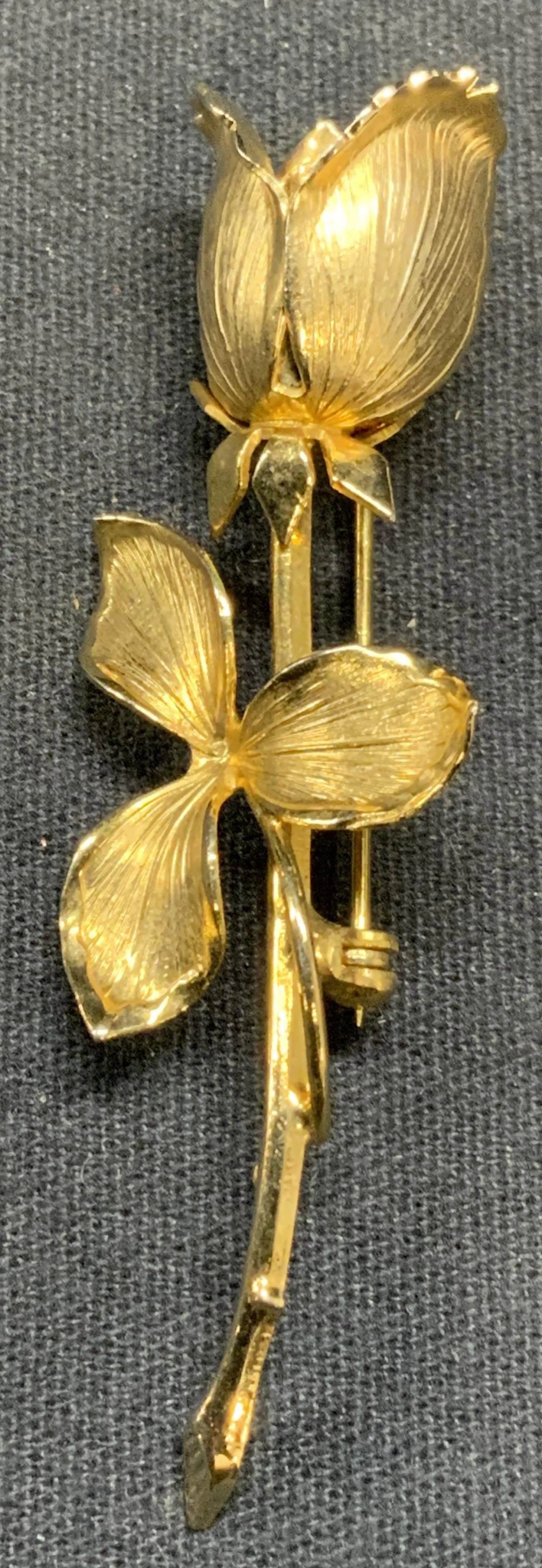 PASTELLI Brushed Gold Tone Rose Brooch