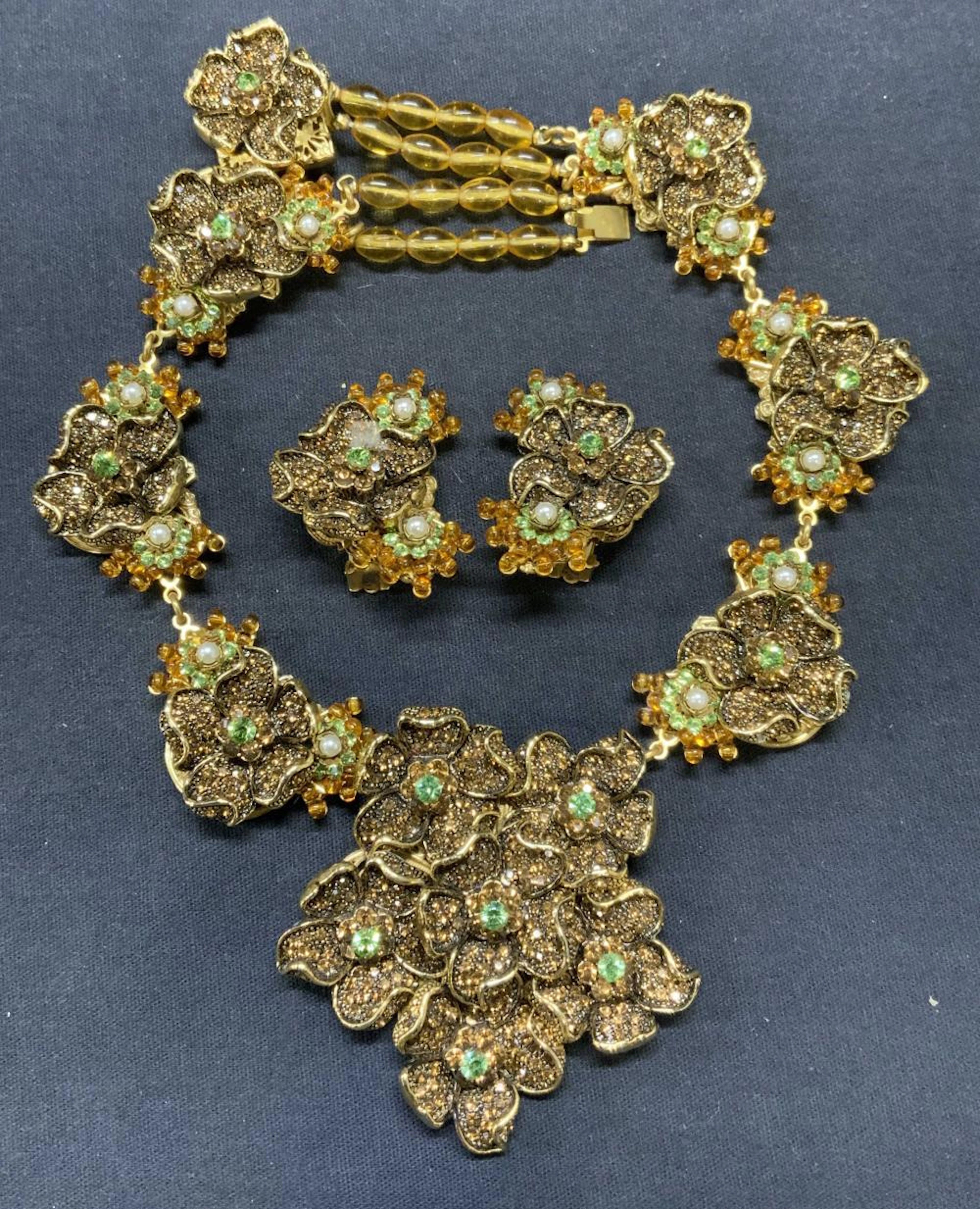 2 STANLEY HAGLER Floral Crystal Jewelry Set