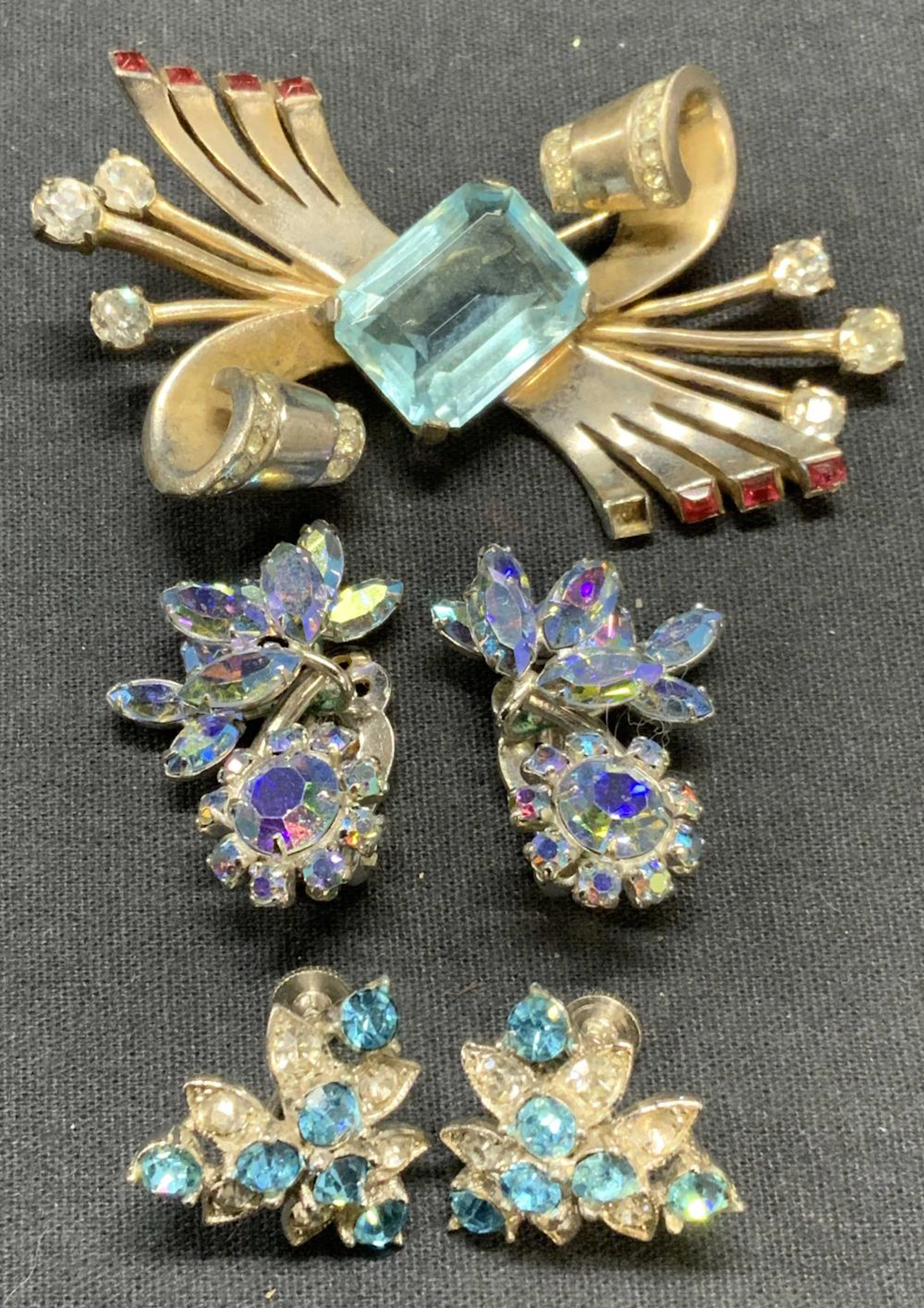 3 MAZER Sterling Silver Crystal Brooch, More