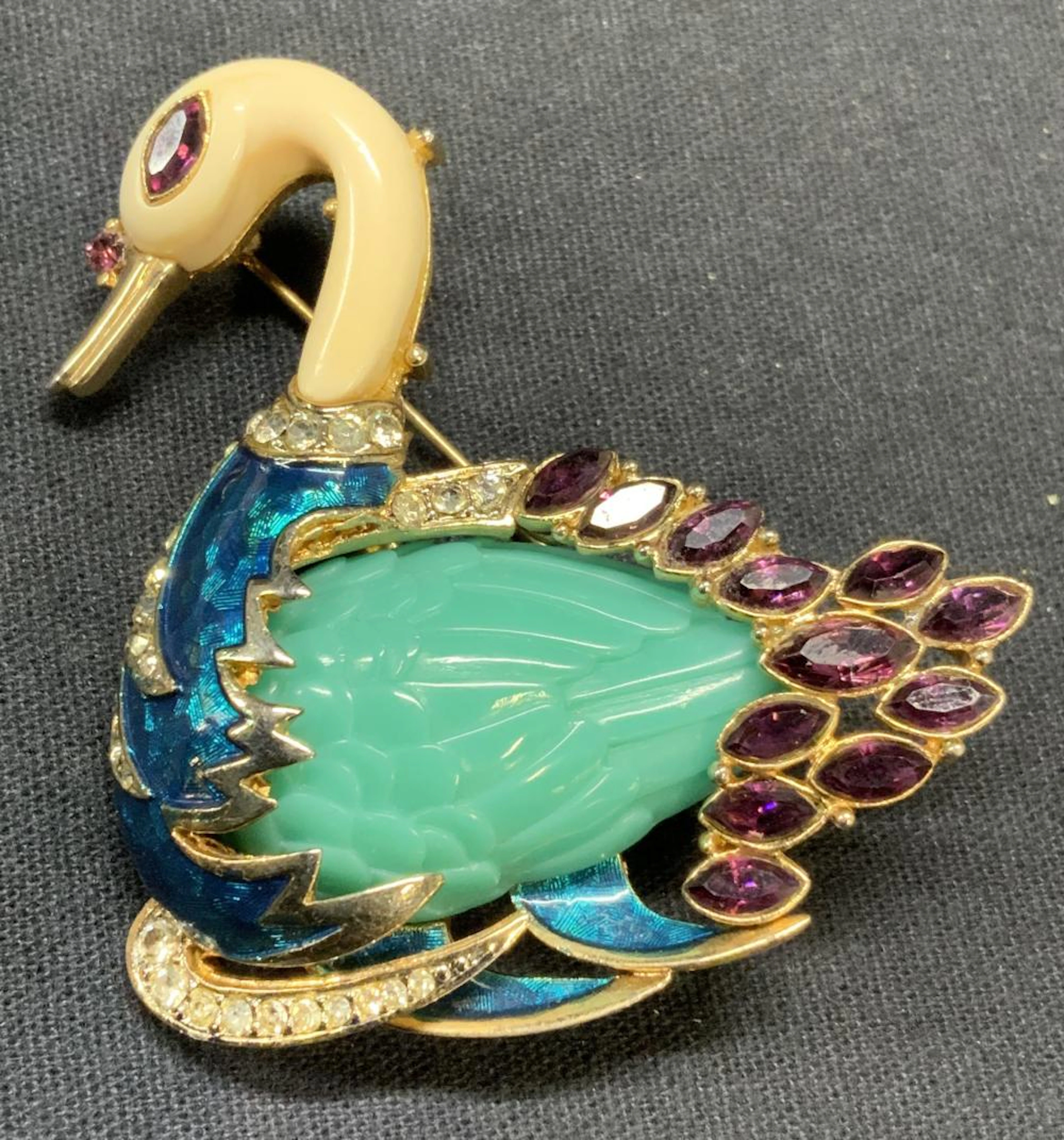 ATTR Hattie Carnegie Crystal Swan Brooch