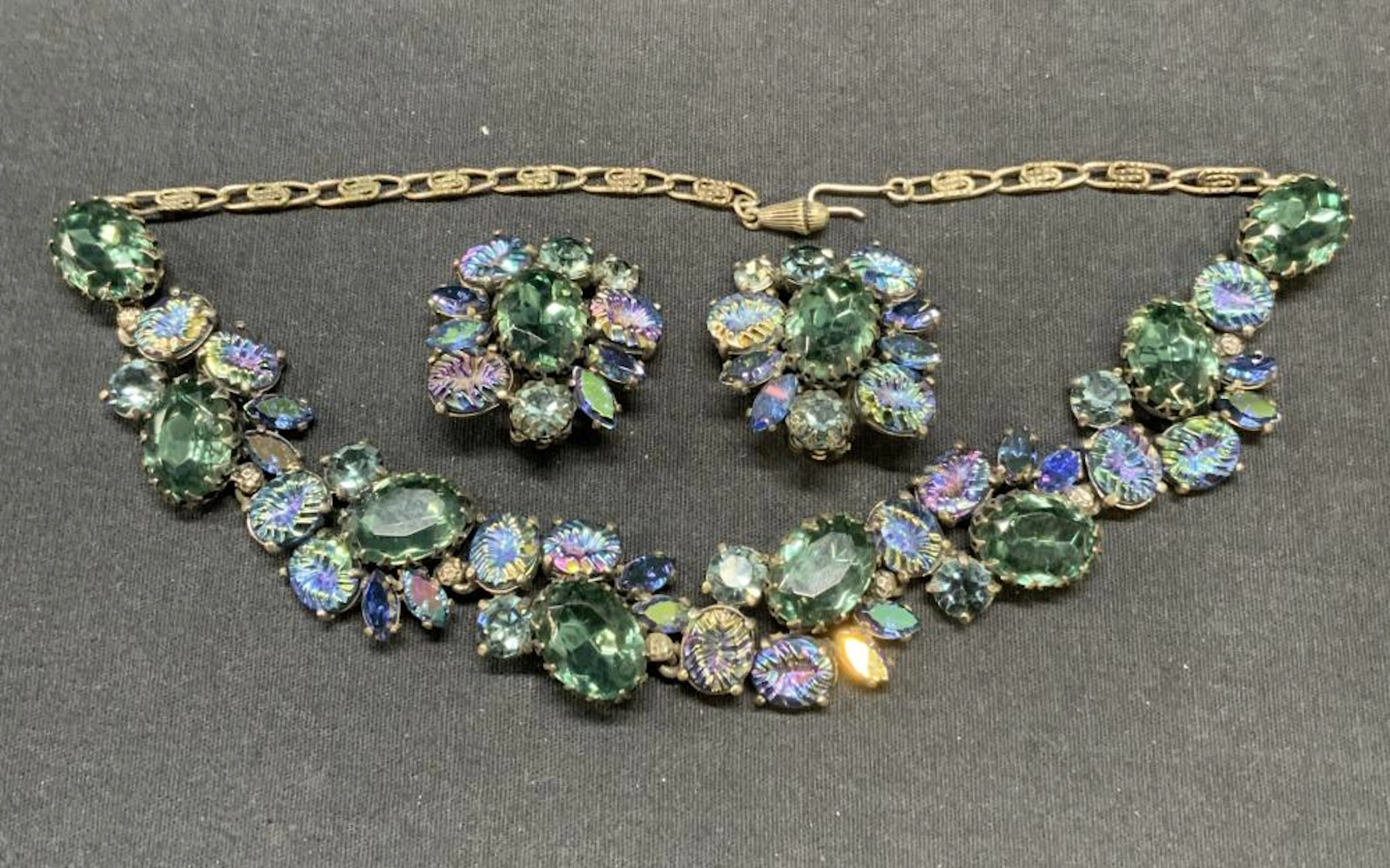 2 SCHIAPARELLI Blue Crystal Jewelry Set