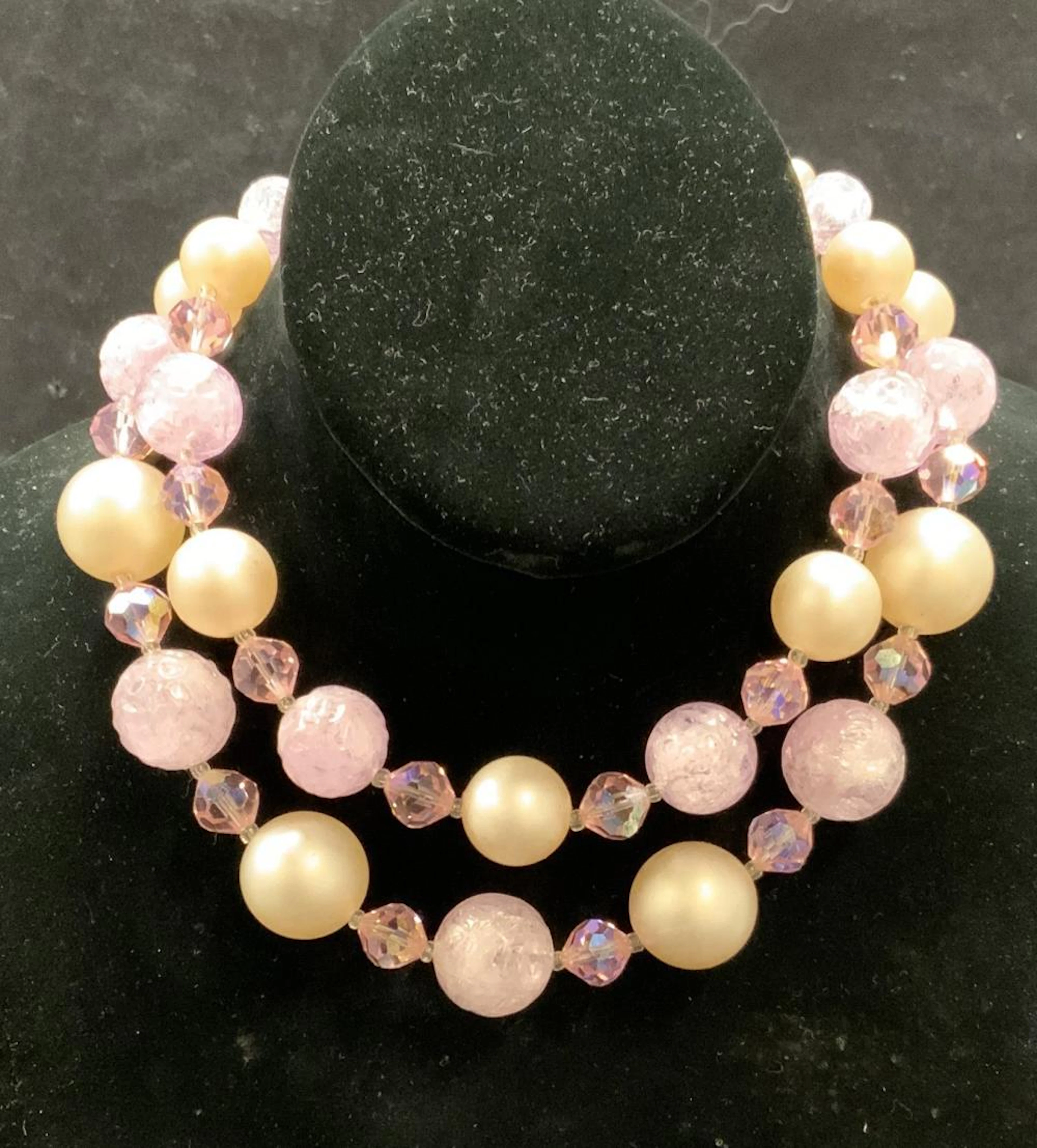 LAGUNA Pink Crystal Faux Pearl Necklace