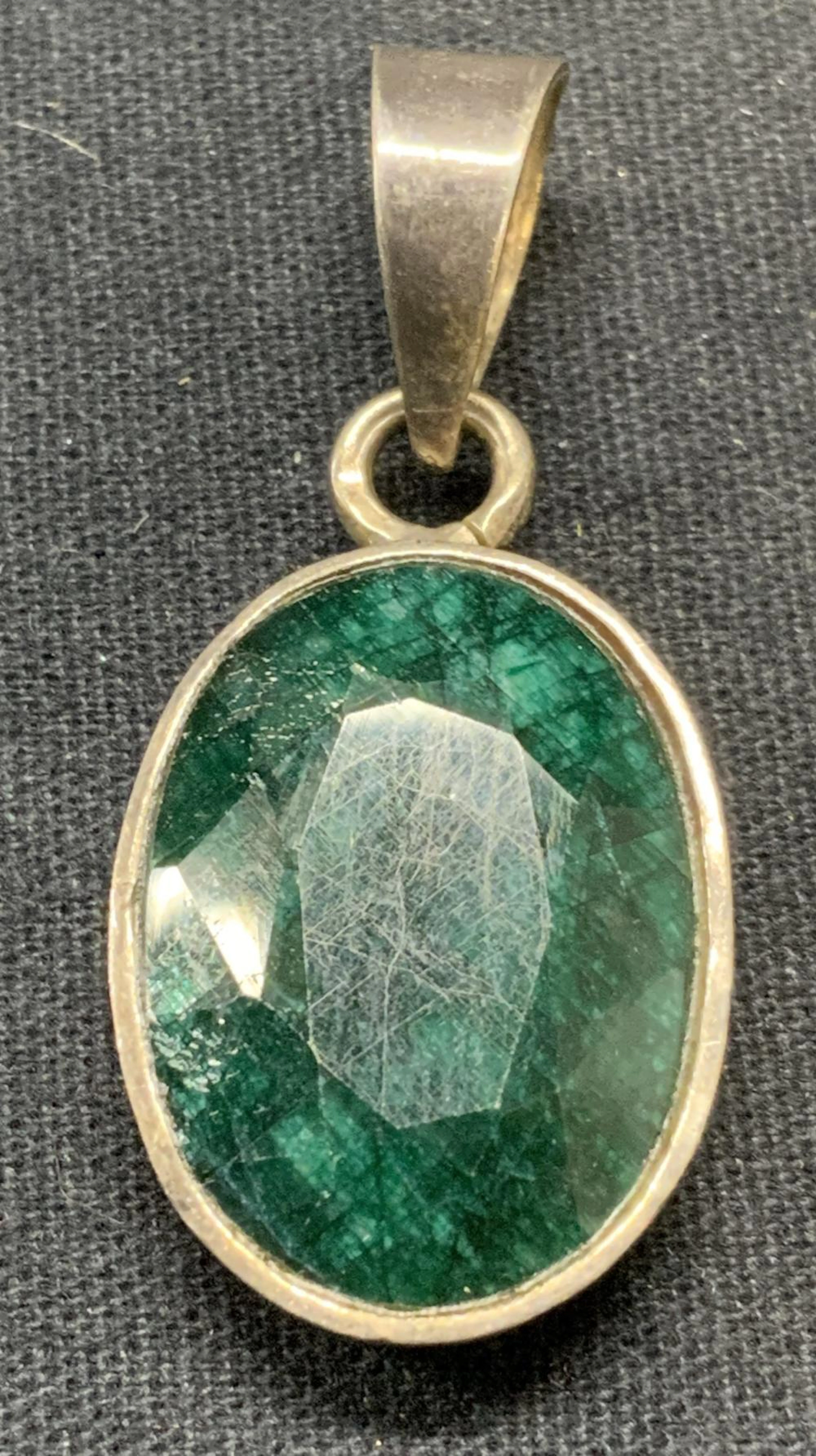 Sterling Silver Green Gemstone Pendant