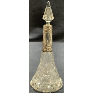 Vintage Silver Overlaid Cut Glass Bottle