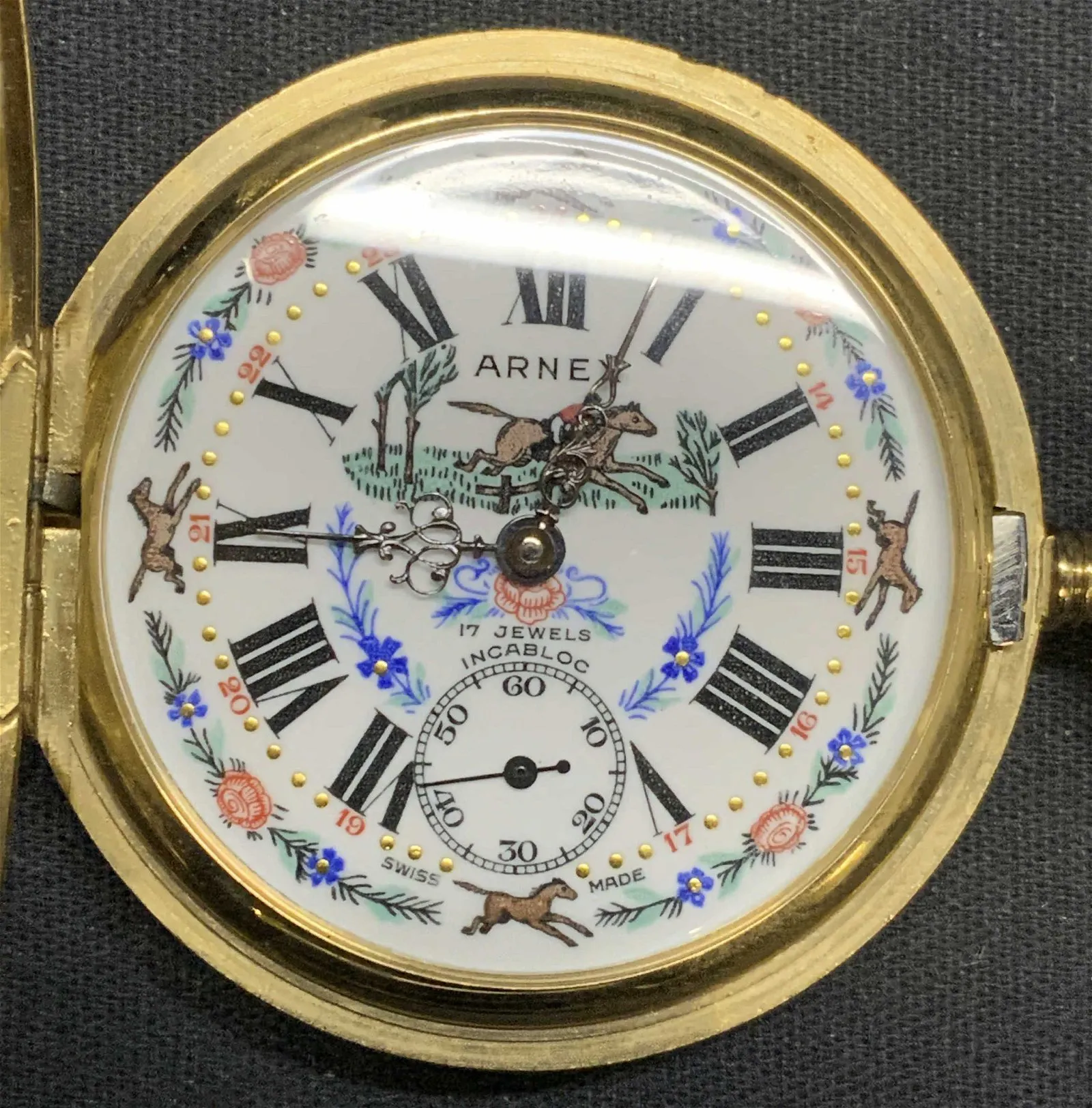 Arnex Time Co Gold Fill Horse Pocket Watch | Barnebys