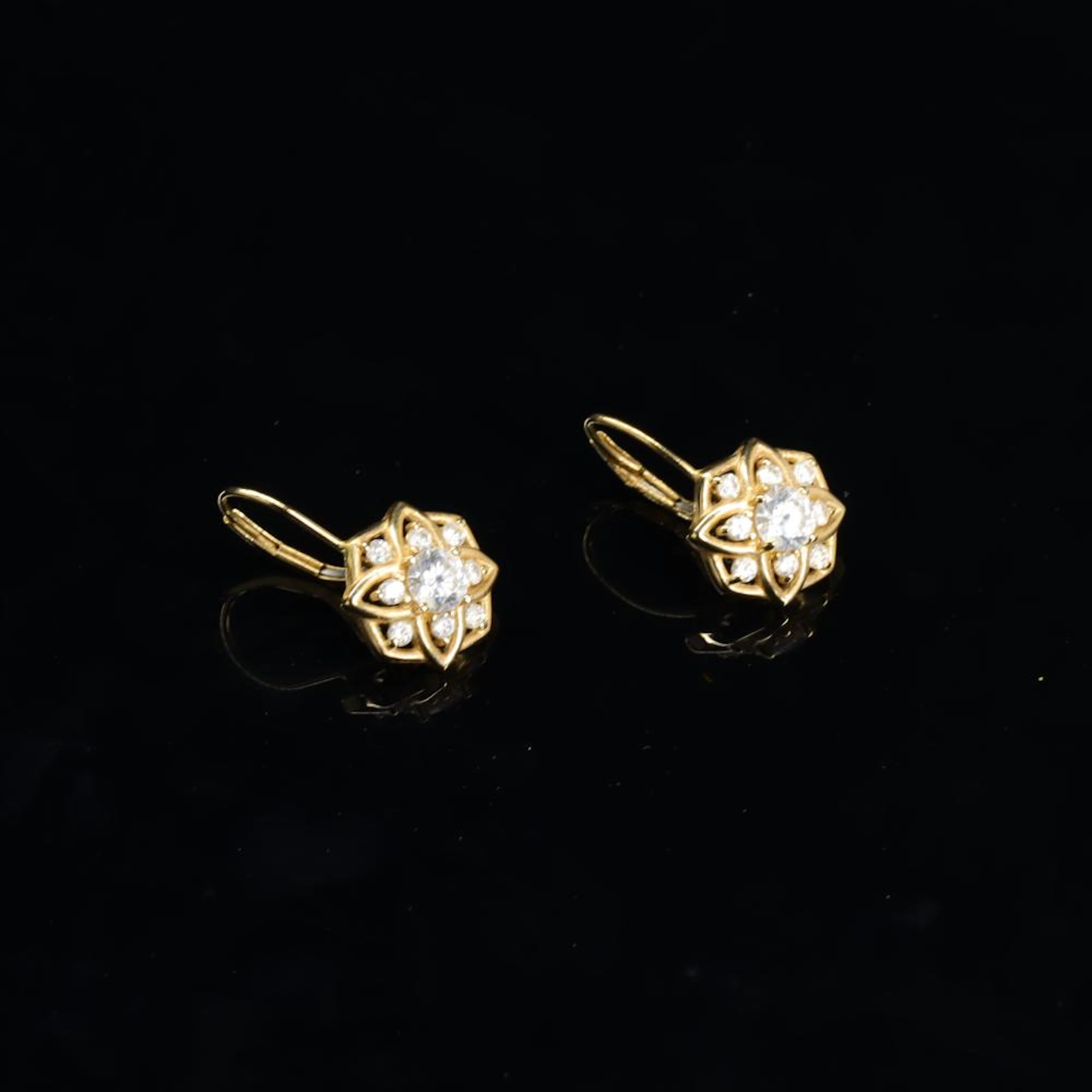 14K Gold DQ CZ Diamonique Earrings