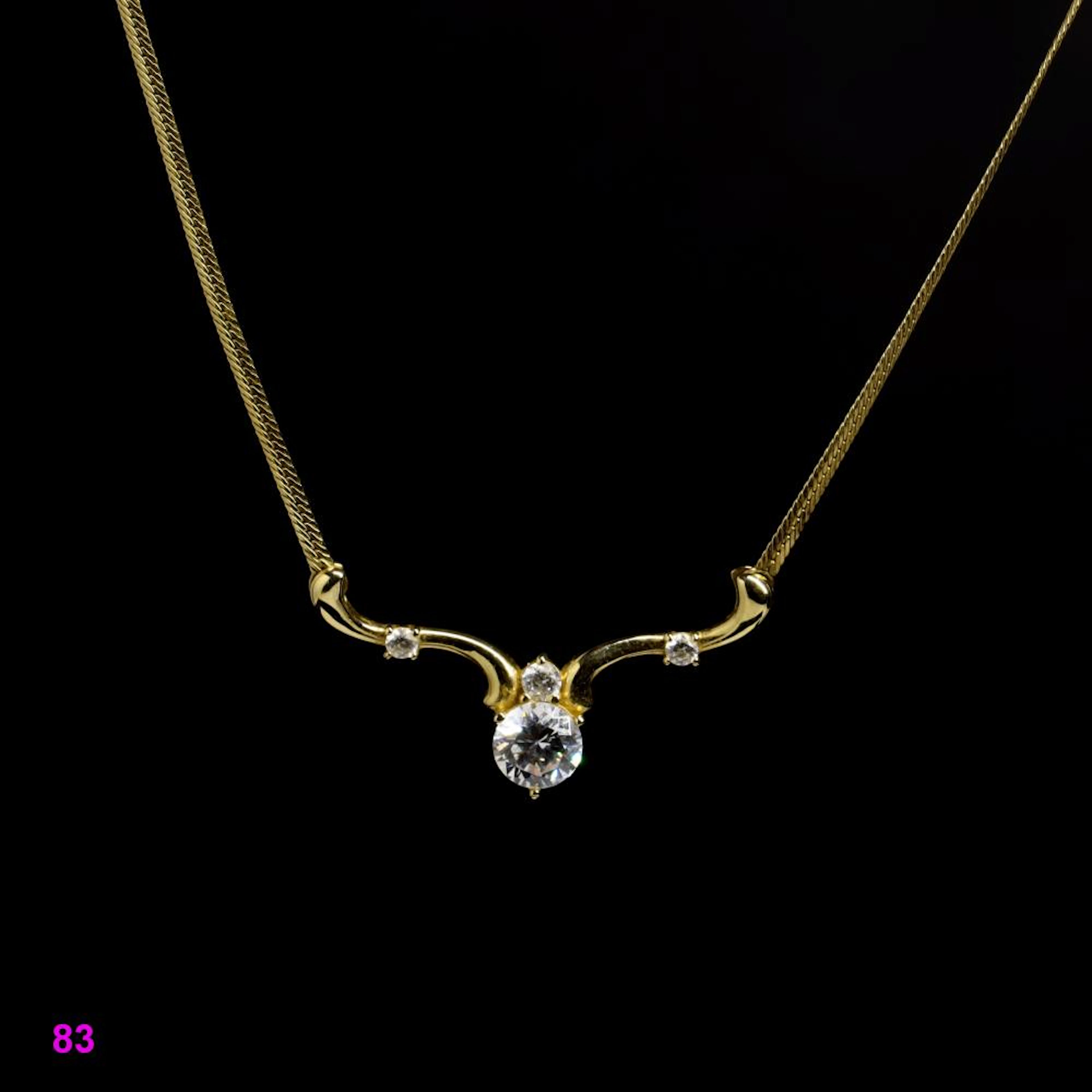 14K Gold DQ CZ Necklace