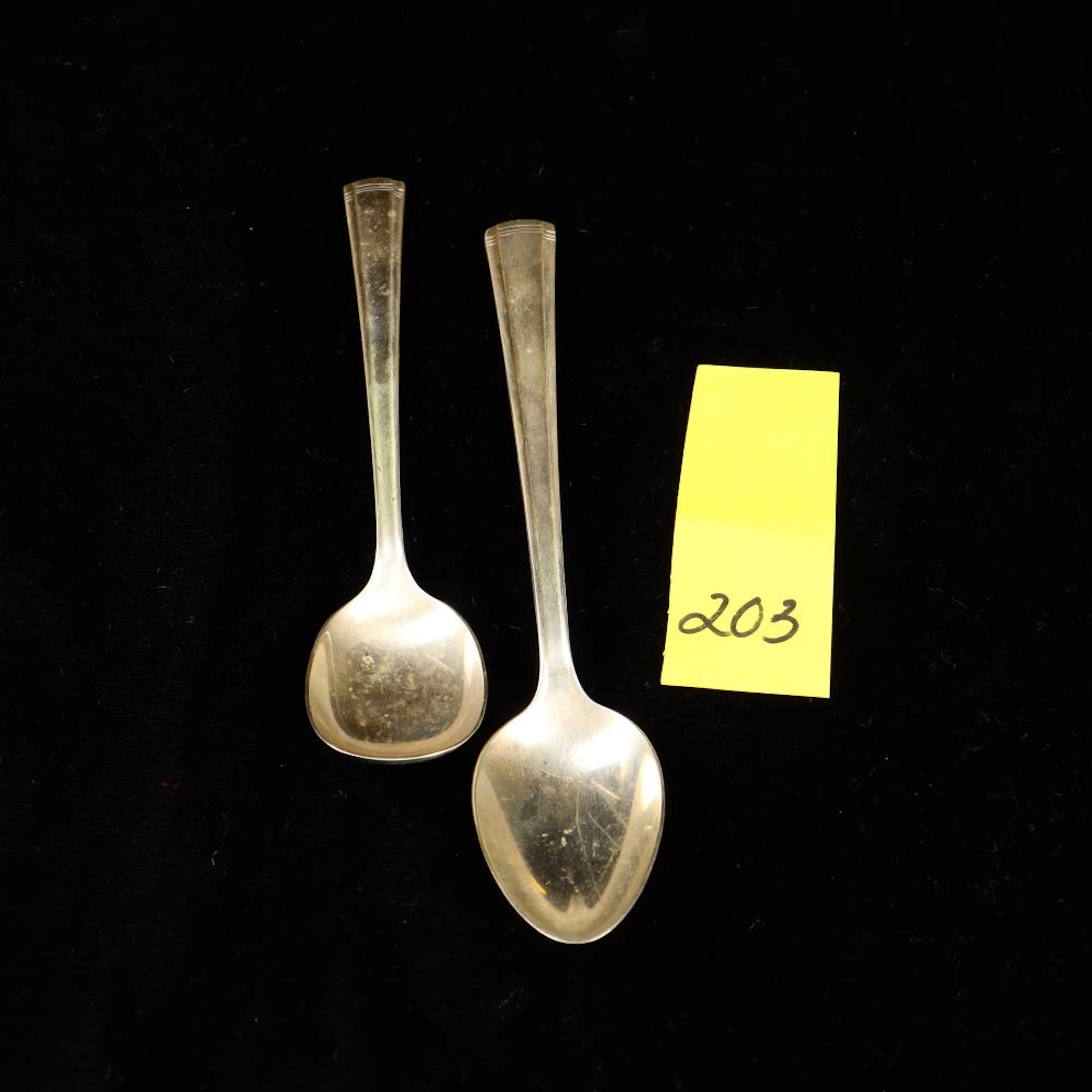 Two sterling silver Westmorland spoons 82 gms