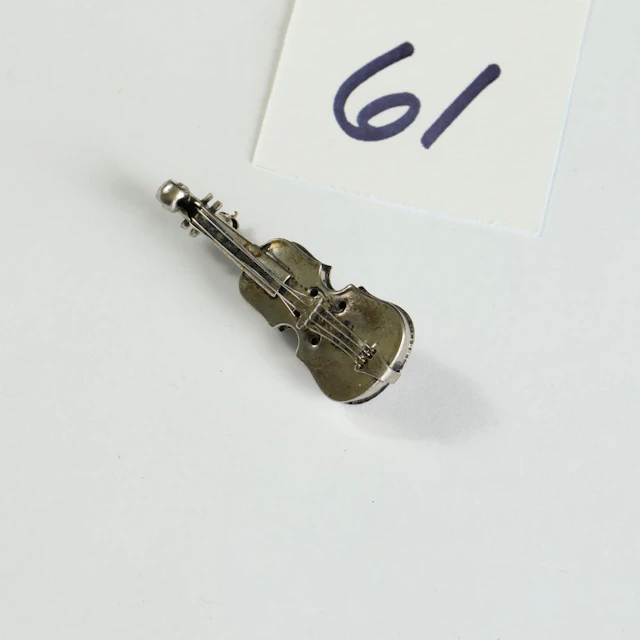Antique sterling silver violin brooch 1.5? length
