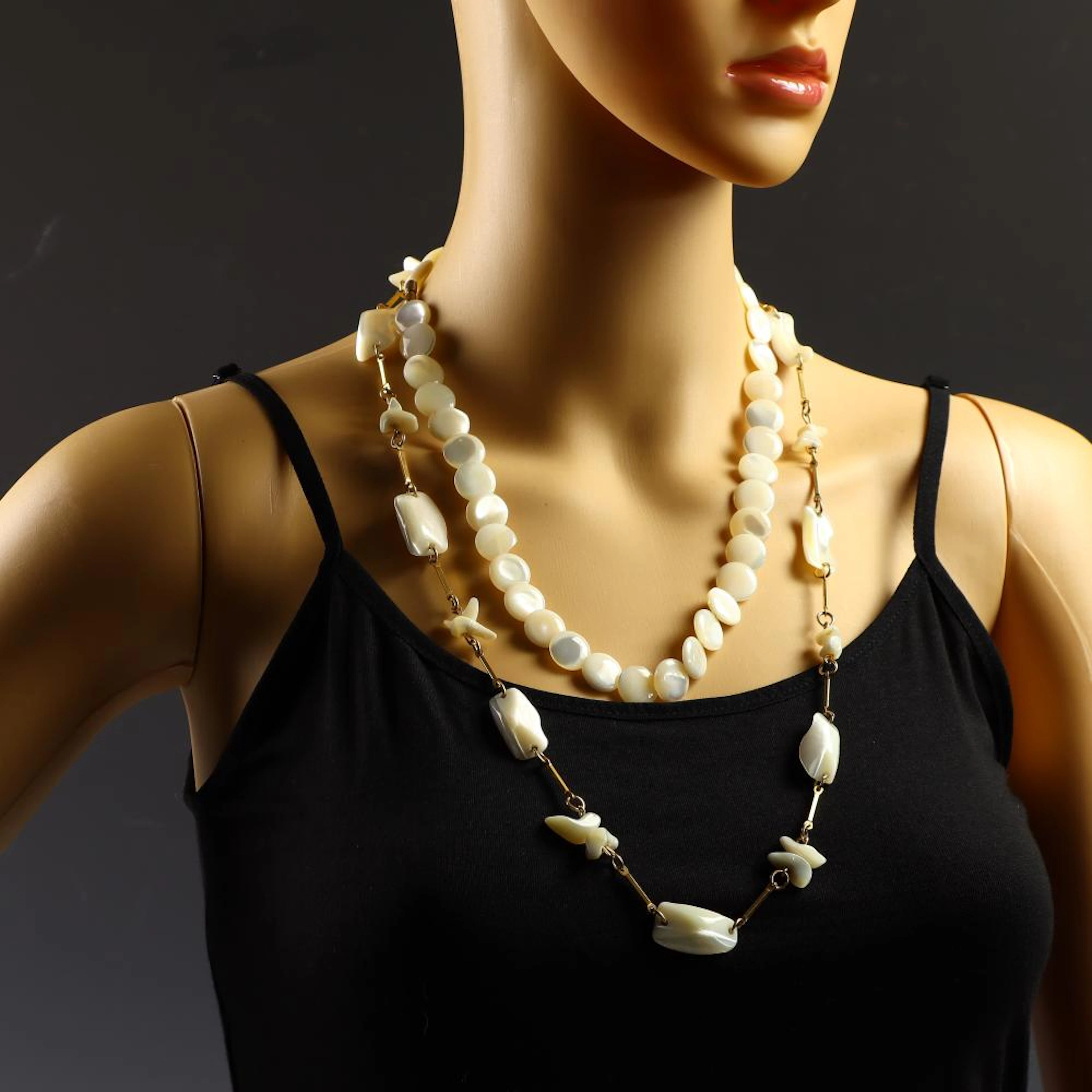 Two vintage mother of pearl necklaces
